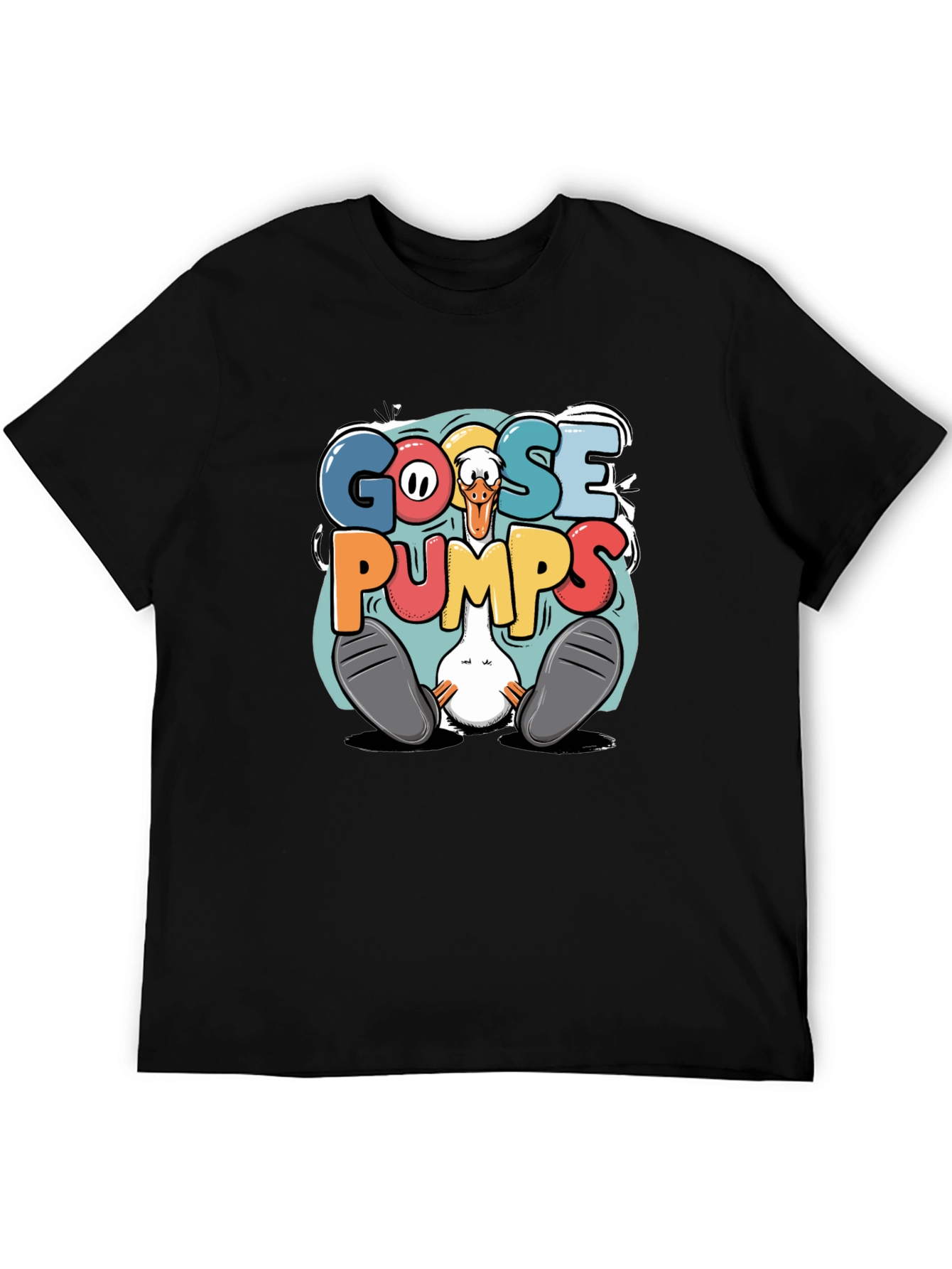 Black Goosebumps Graphic Tee - Funny Cartoon Goose T-Shirt view 5