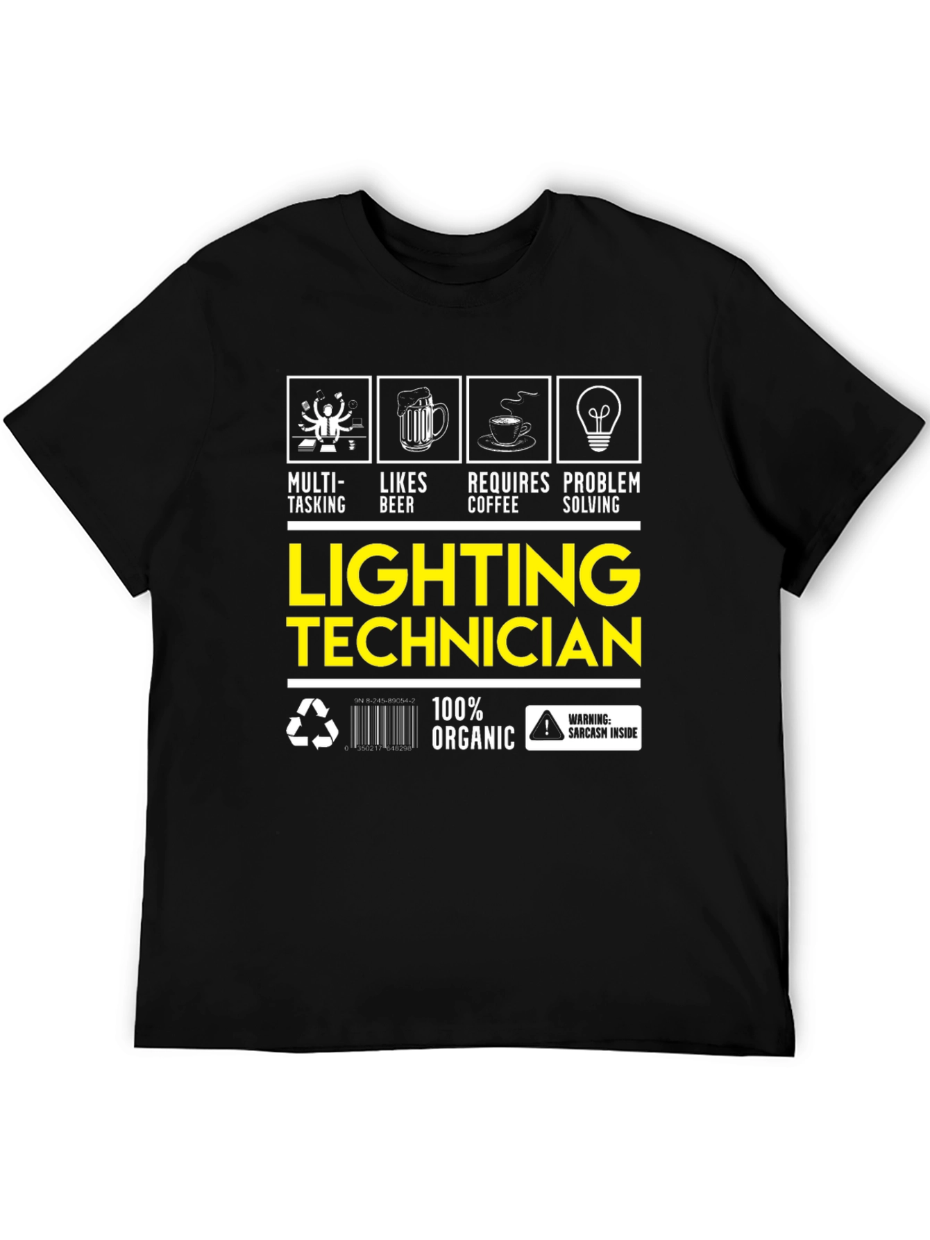 Black Lighting Technician T-Shirt: Multi-Tasking, Likes Beer view 5