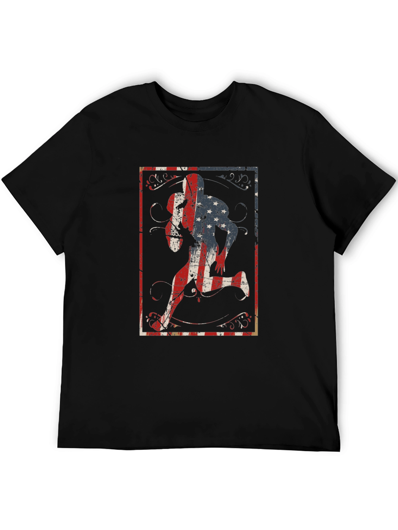Black American Football Player Graphic Tee view 5