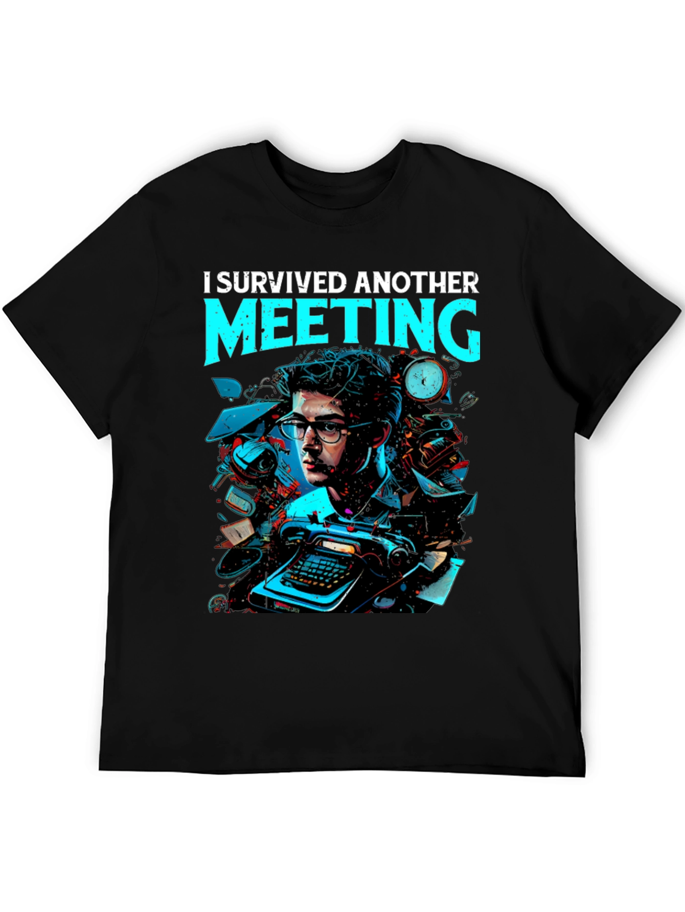 Black I Survived Another Meeting Graphic Tee view 5