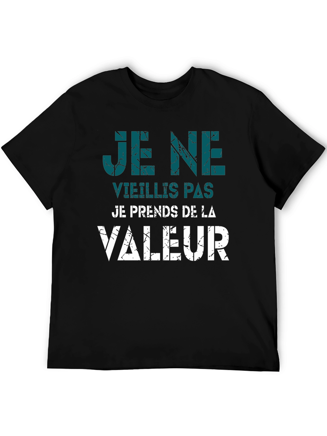 Black Humorous 'I Don't Age' French Slogan Black T-Shirt view 5