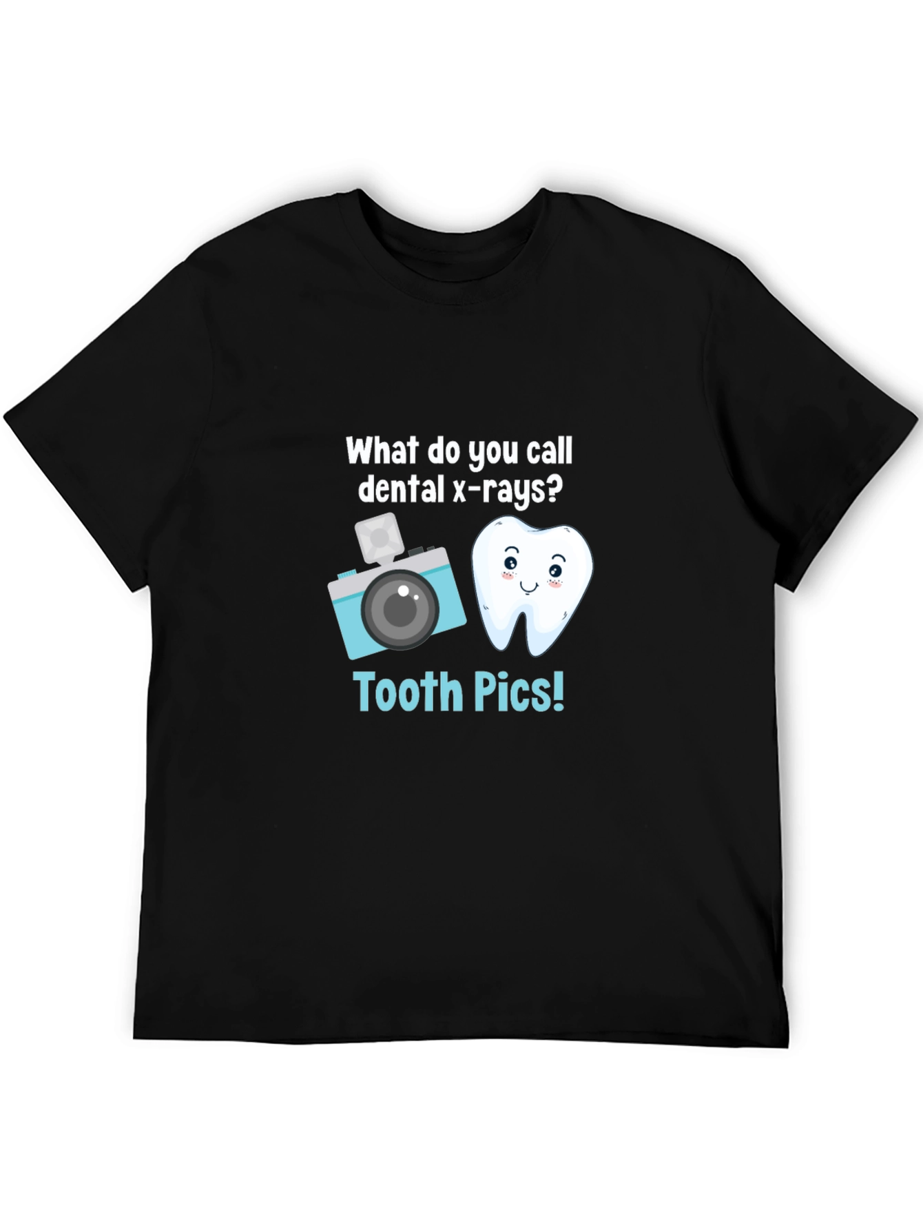 Black Tooth Pics Dental Pun T-Shirt - Black view 5