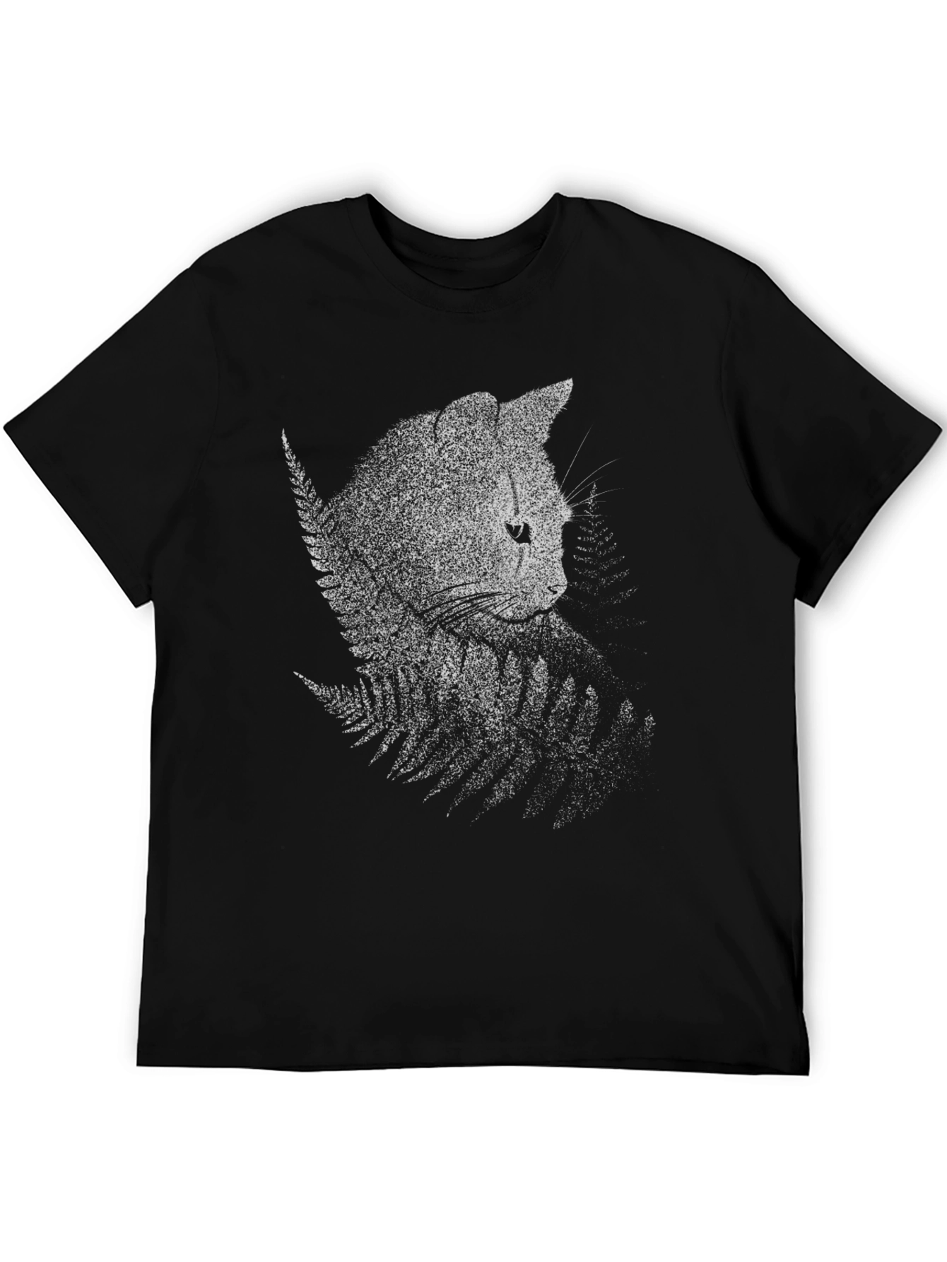 Black Nature Cat Graphic Tee - Black Crewneck view 5
