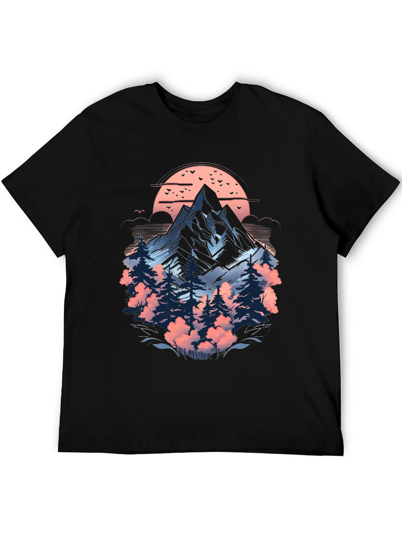 Black Nature Inspired Graphic T-Shirt view 5