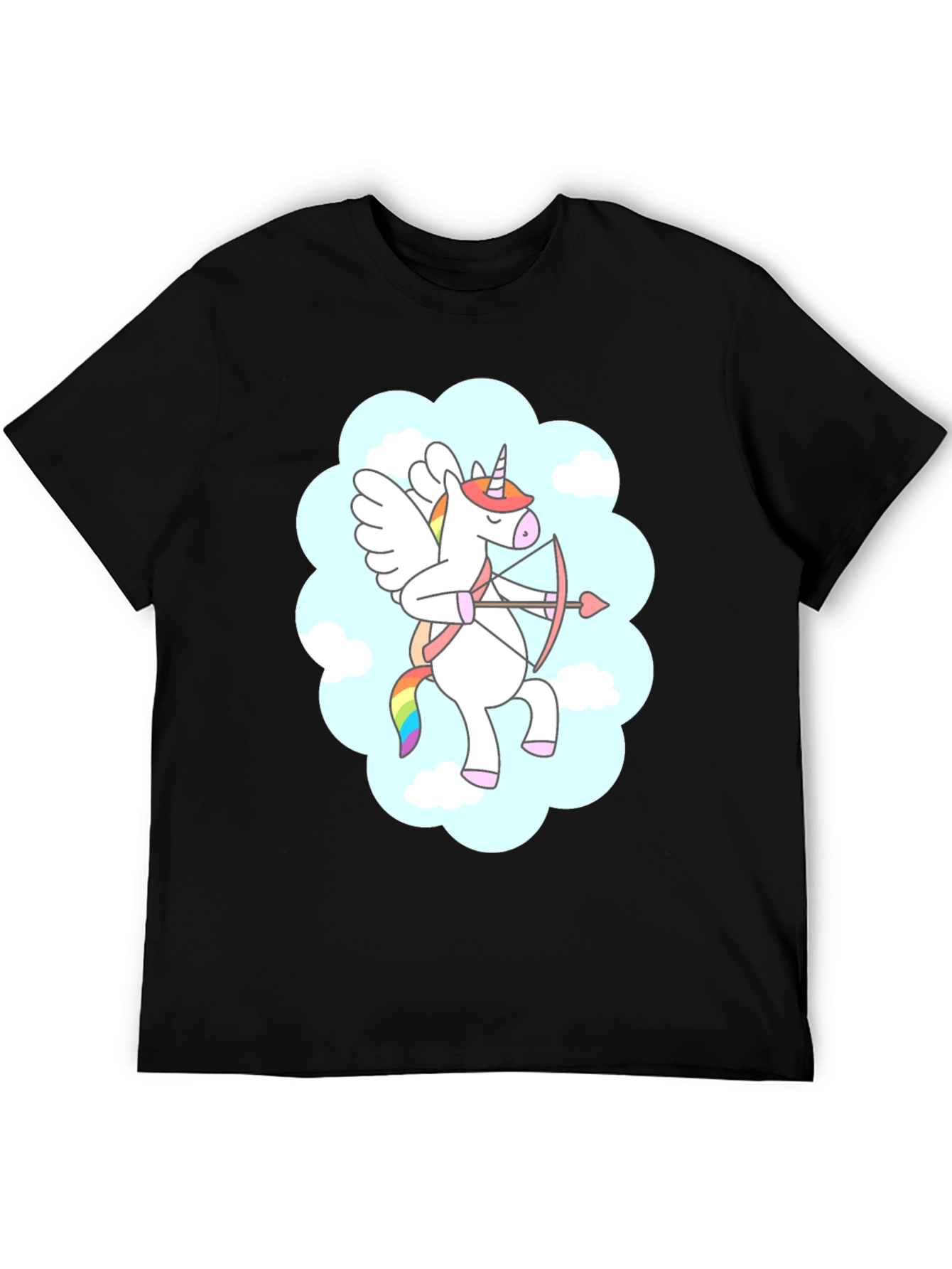 Black Cupid Unicorn Black T-Shirt: Magical Love Arrow! view 5