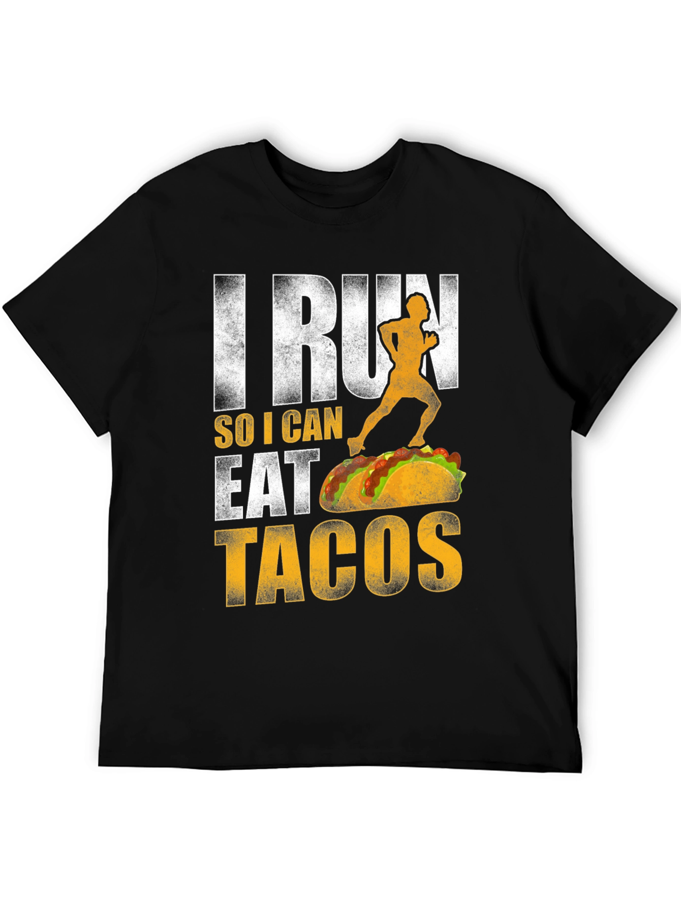 Black I Run So I Can Eat Tacos Graphic Tee view 5