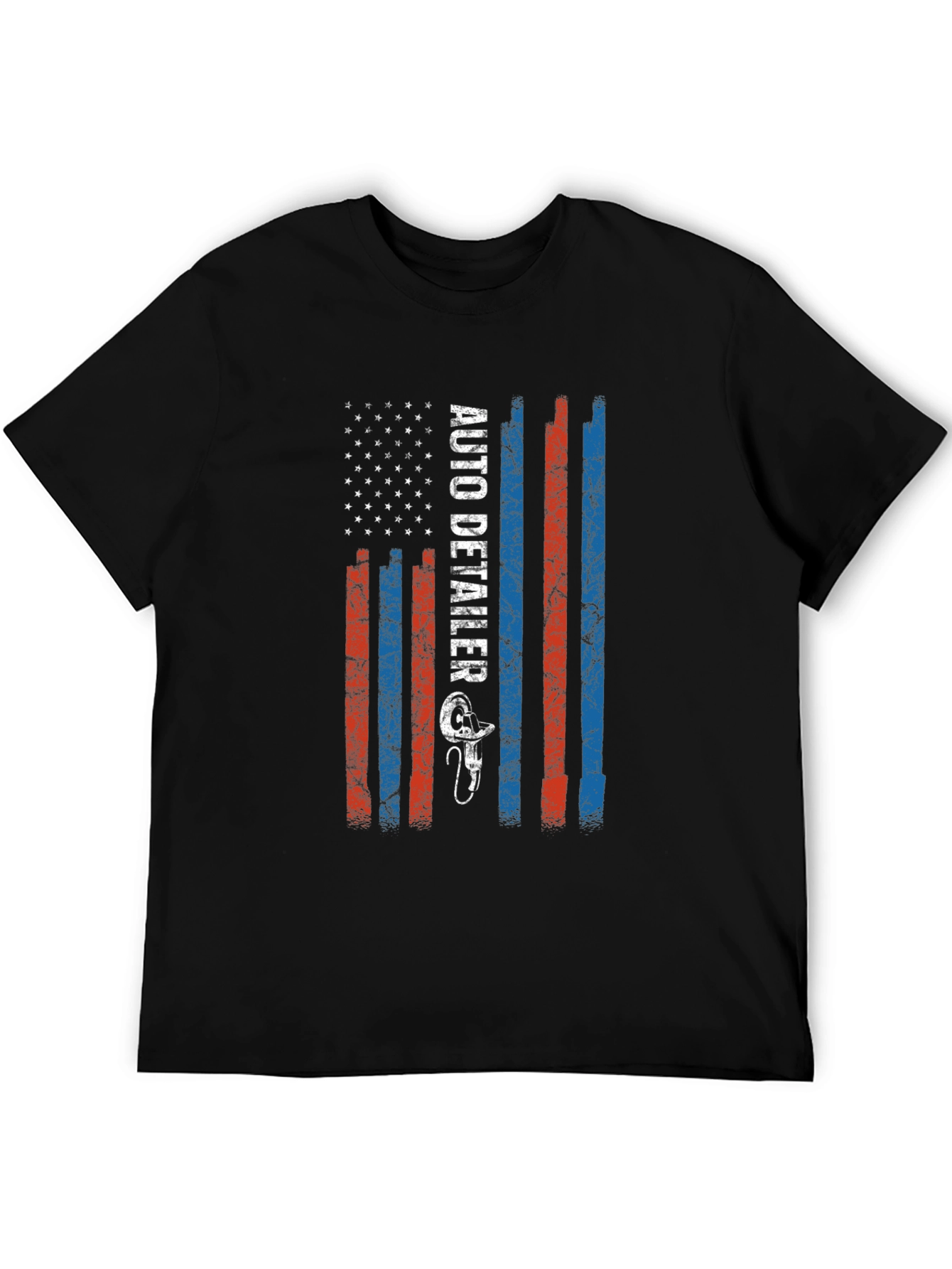 Black Auto Detailer US Flag T-Shirt view 5