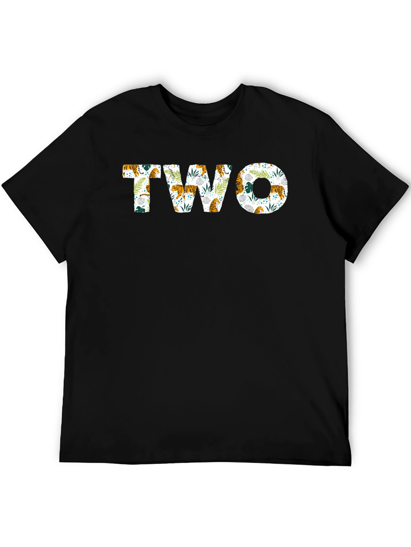 Black Two Birthday Jungle Theme Black T-Shirt view 5