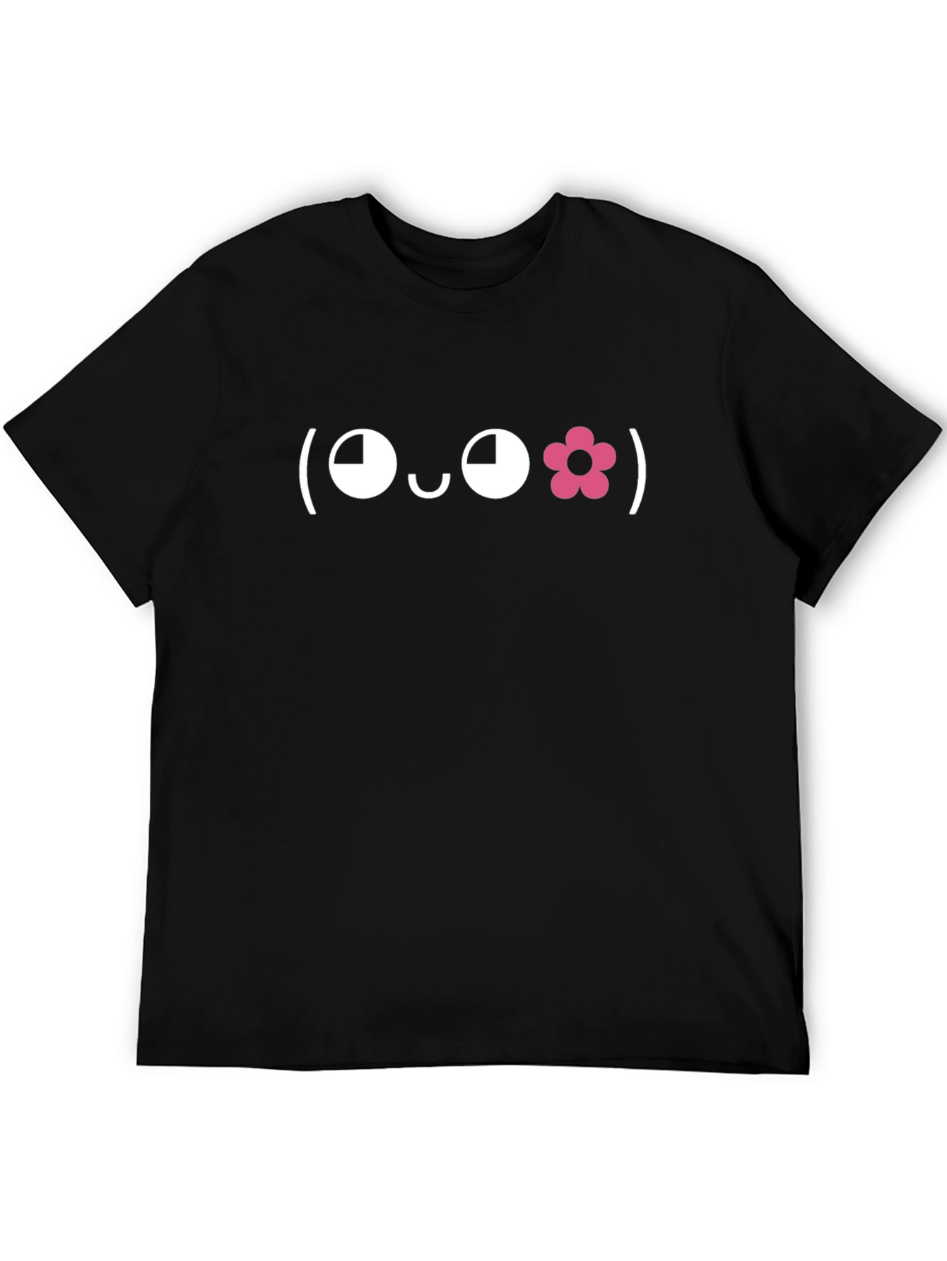Black Cute Flower Face Emoji Black T-Shirt view 5