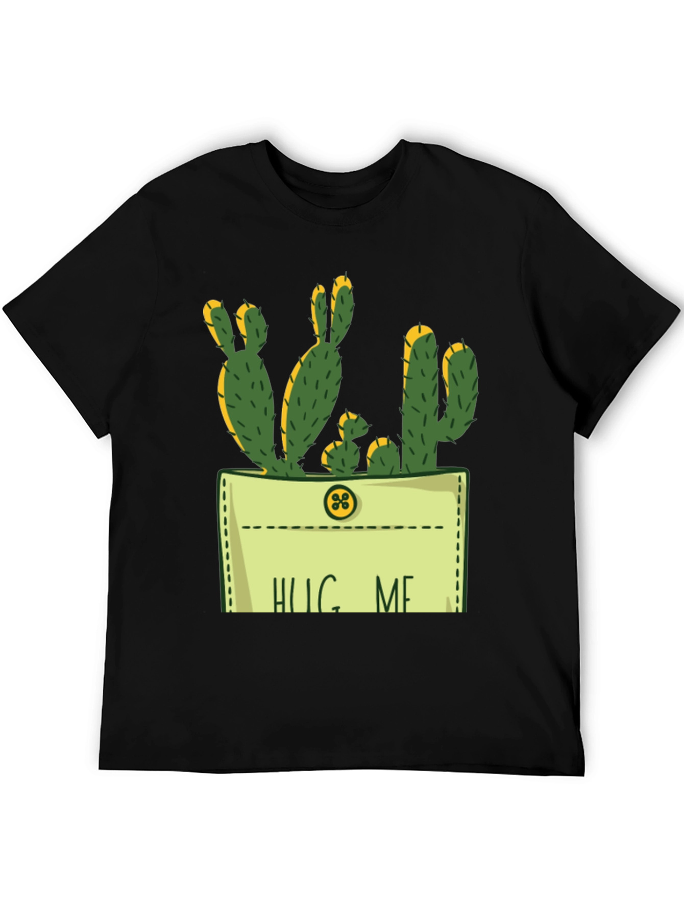 Black Hug Me Cactus Graphic Tee - Unique Design view 5