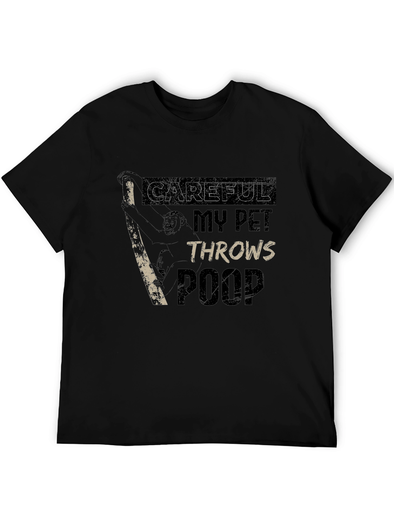 Black Careful My Pet Throws Poop Graphic T-Shirt view 5