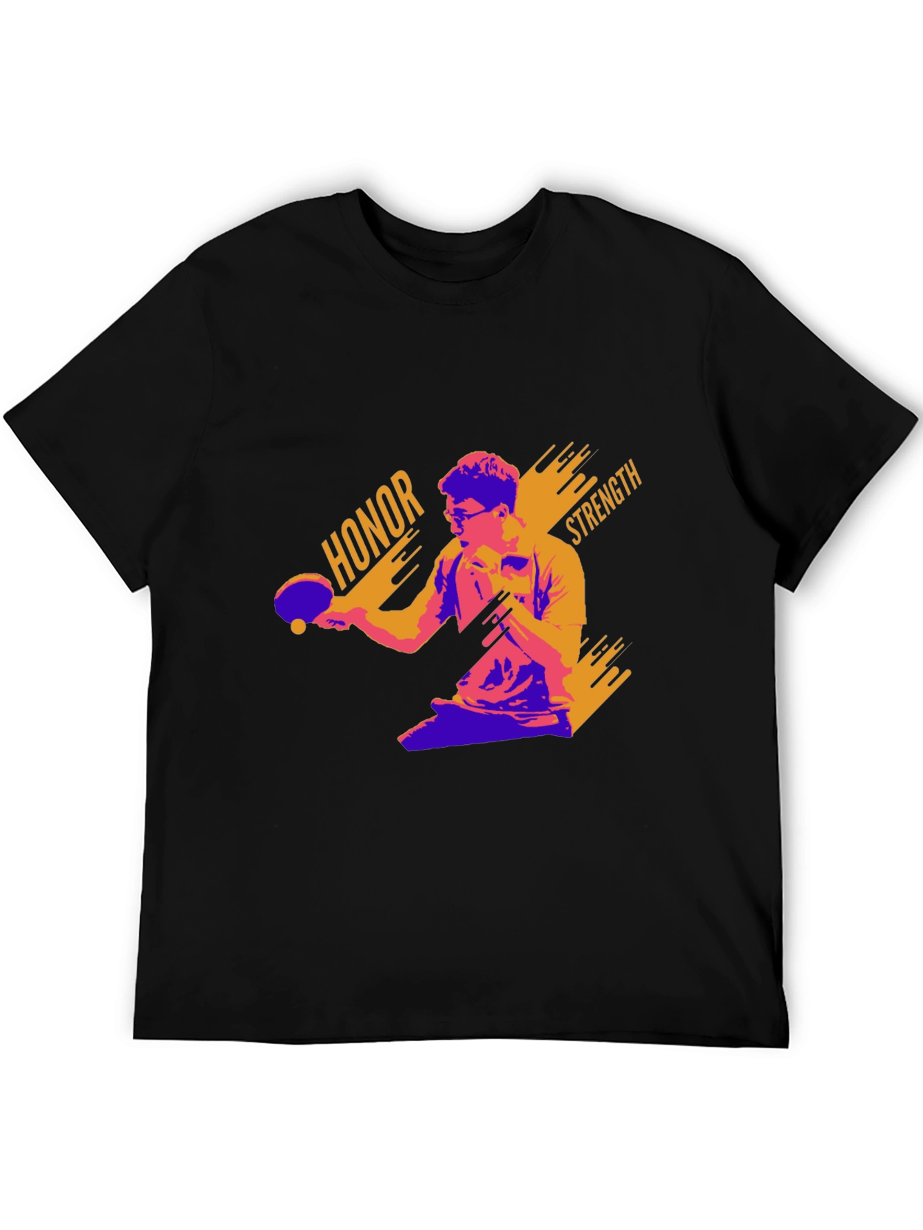 Black Honor Strength Table Tennis Graphic Tee view 5