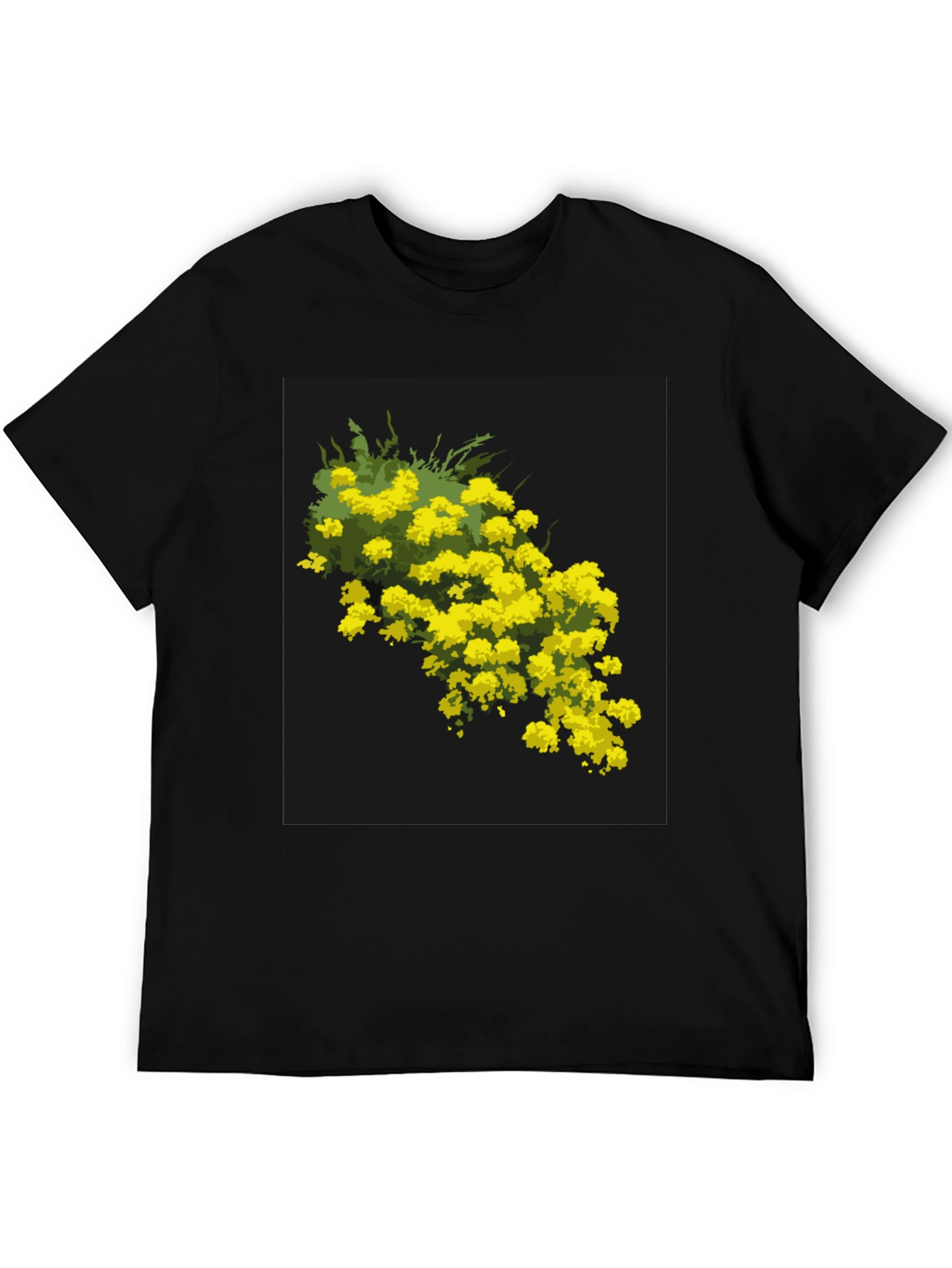 Black Floral Print Black Crew Neck T-Shirt view 5