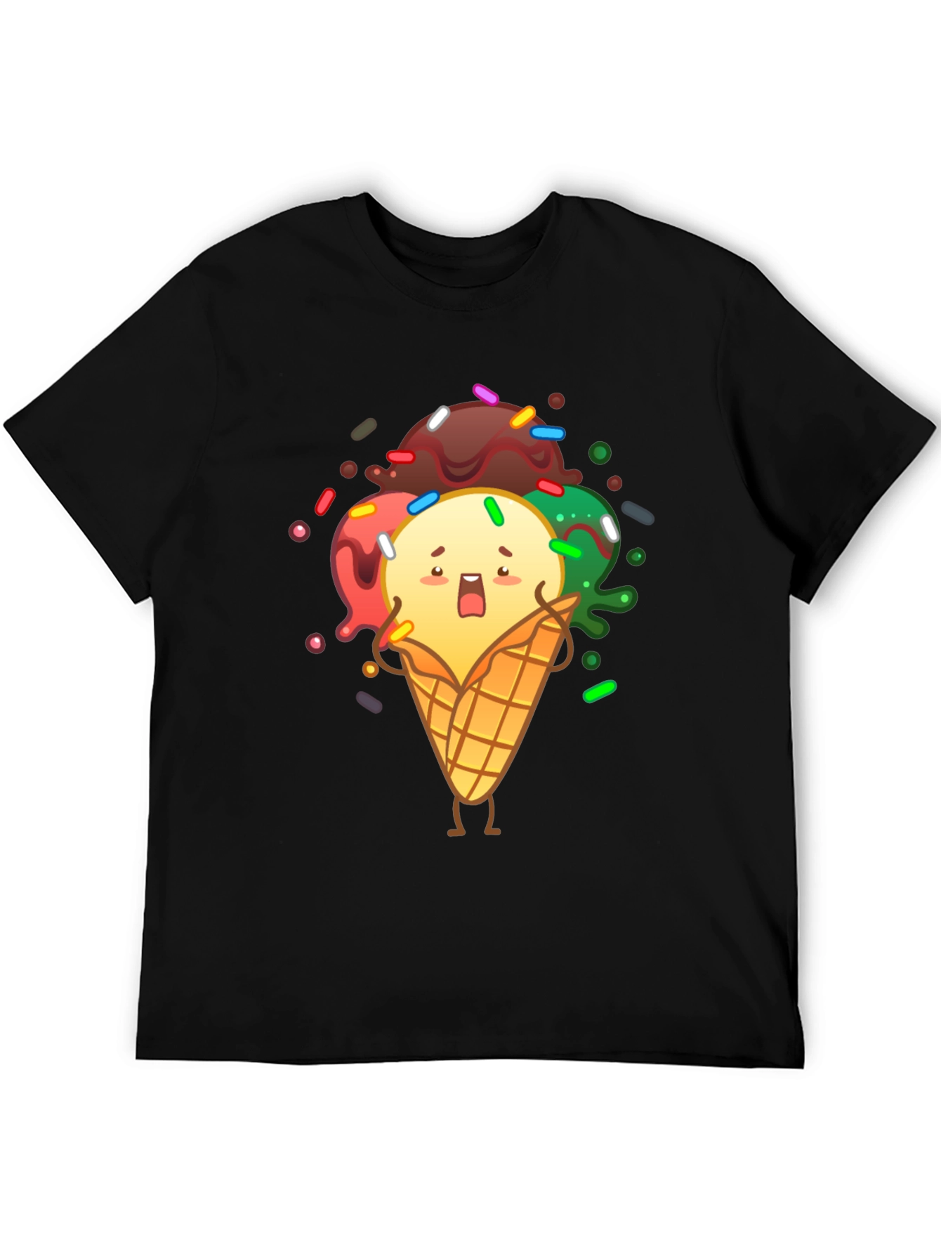 Black Funny Ice Cream Graphic T-Shirt view 5