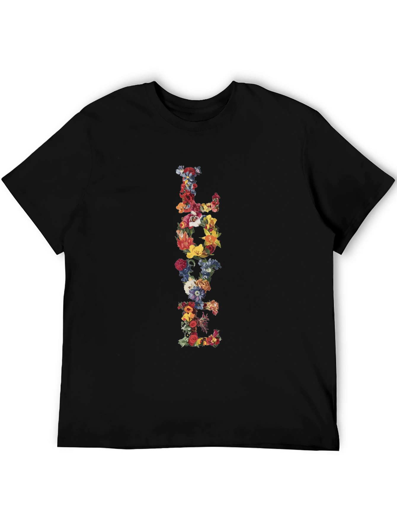 Black Floral LOVE Black T-Shirt Graphic Tee view 5