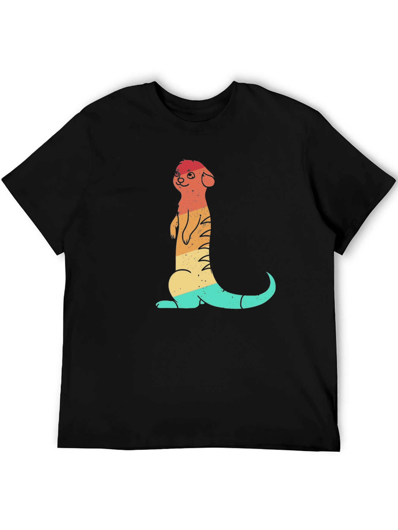 Black Retro Meerkat Graphic Tee - Vintage Style Unisex T-Shirt view 5