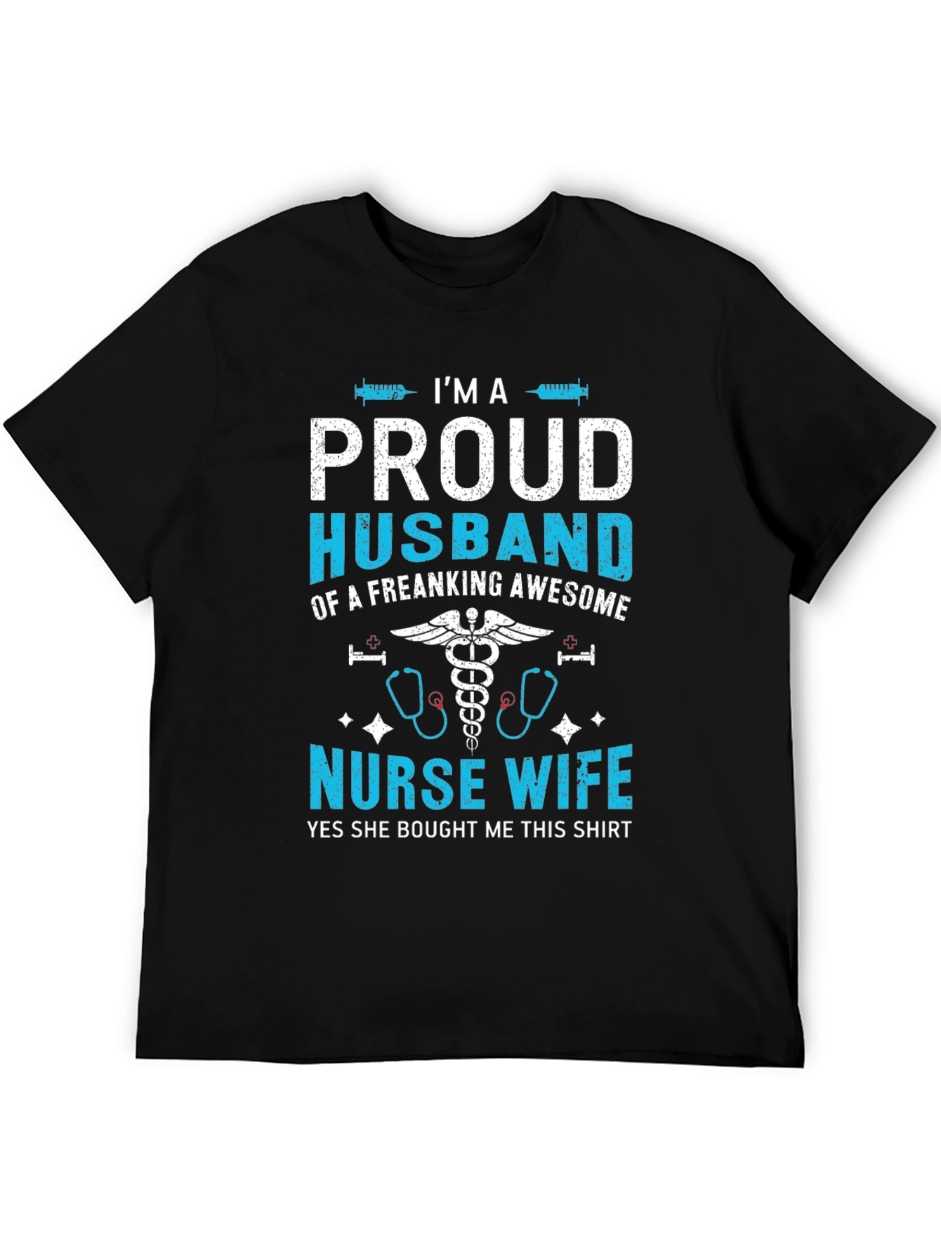Proud Husband Nurse Wife Graphic Tee - Black Cotton T-Shirt - 5