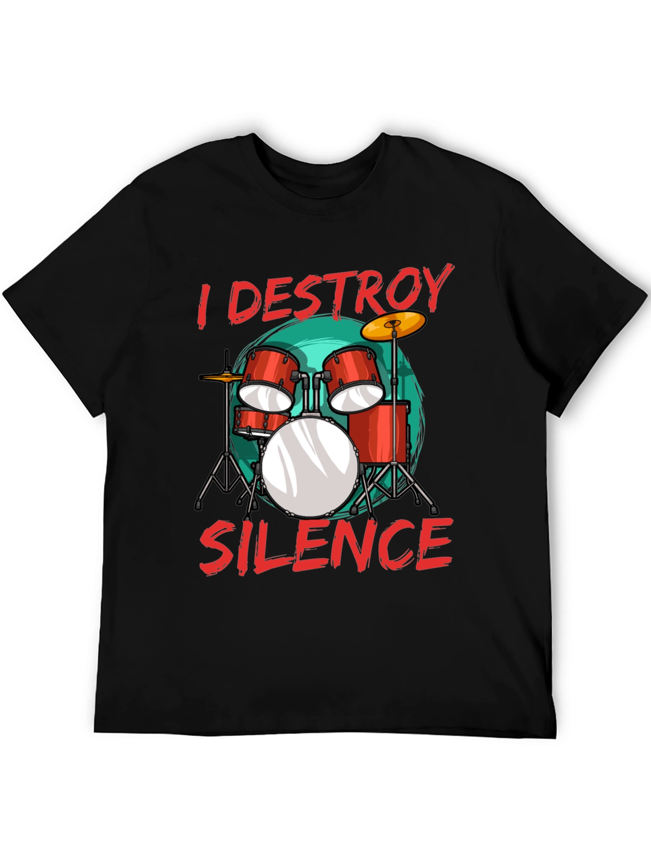 Black I Destroy Silence Drummer T-Shirt Music Lover Tee view 5