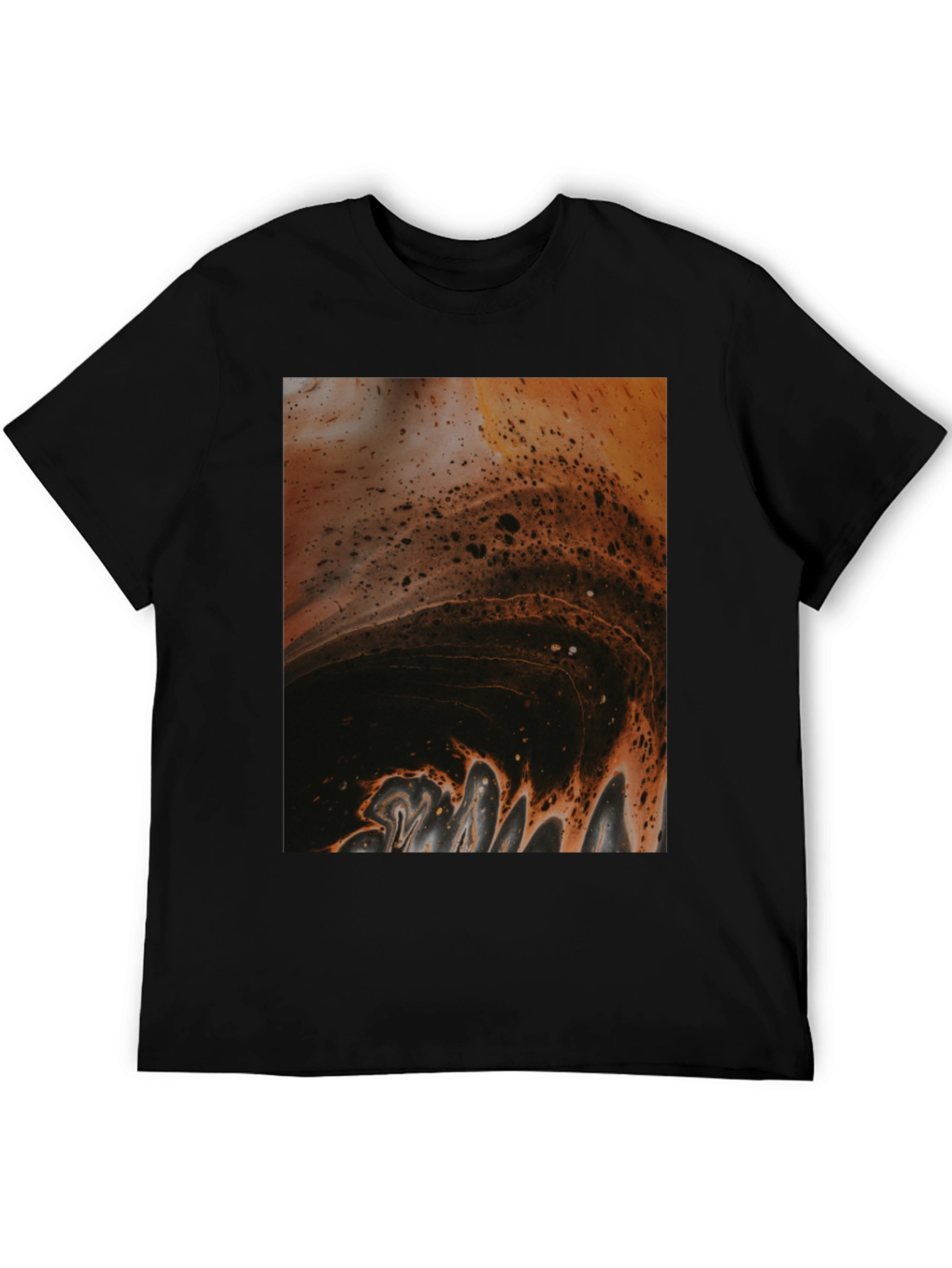 Black Abstract Fluid Art Print Black T-Shirt view 5