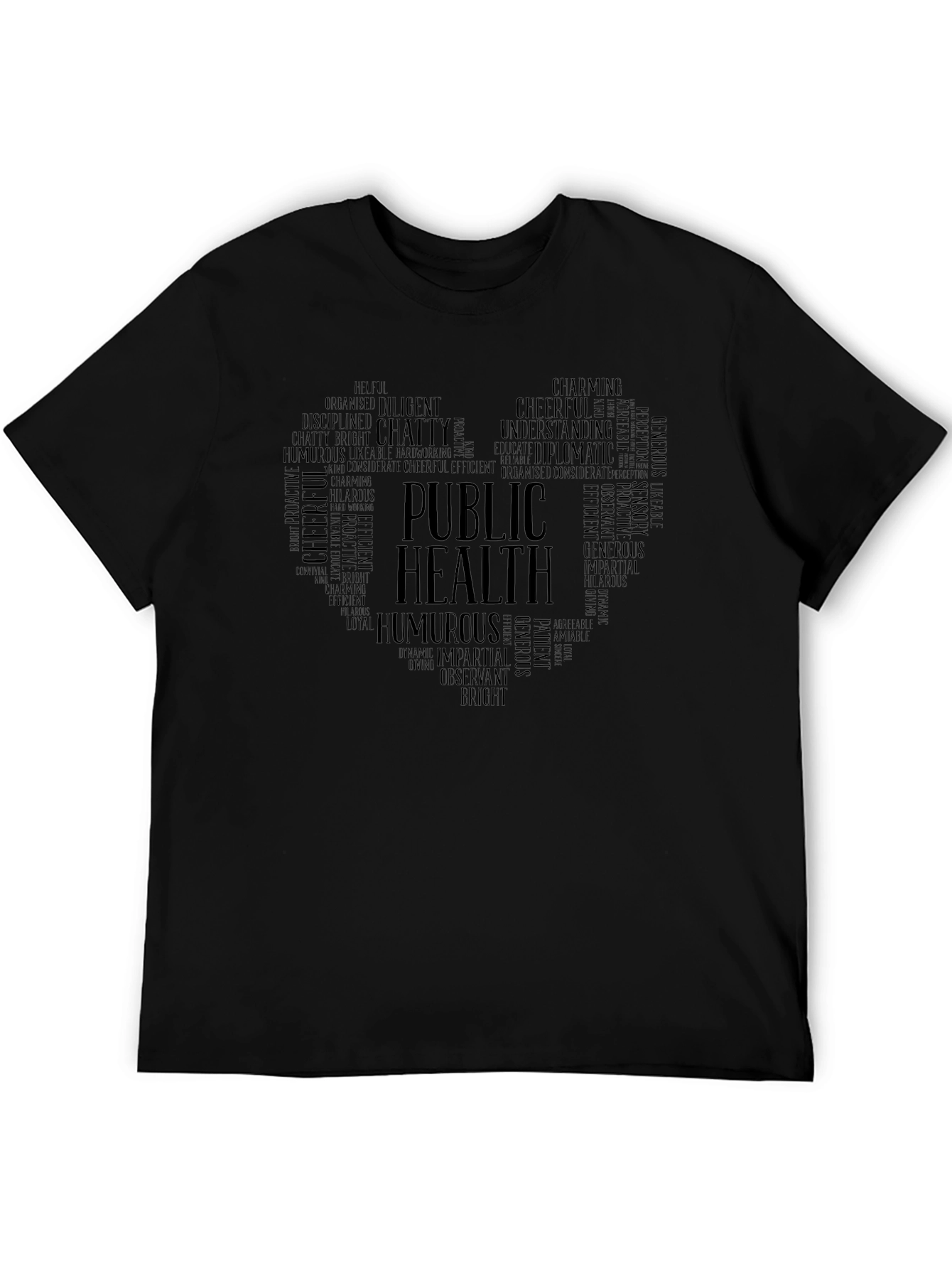Black Public Health Word Art Graphic T-Shirt view 5