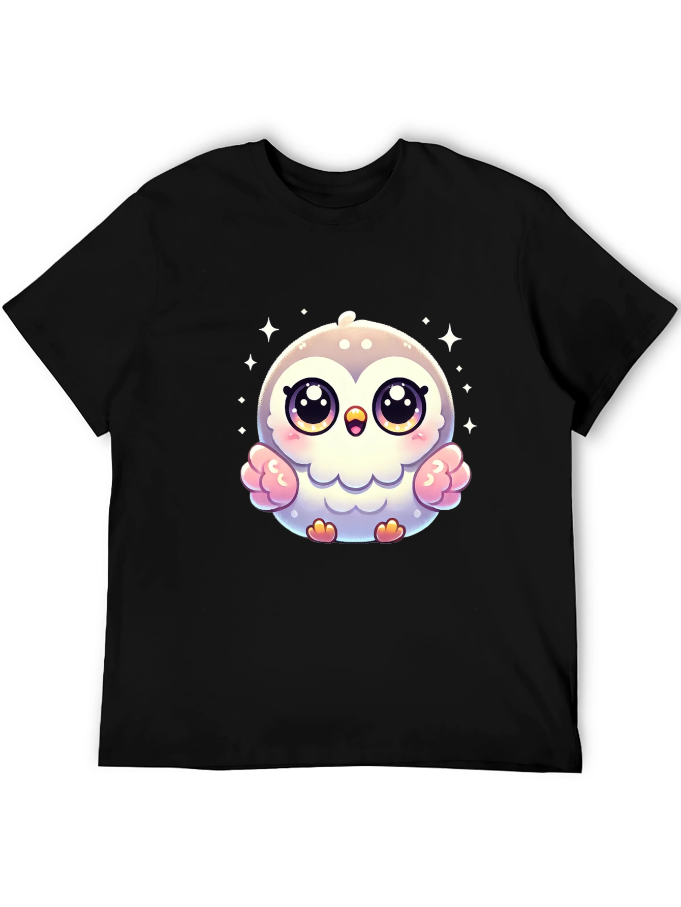 Black Cute Cartoon Owl Graphic Tee - Black view 5
