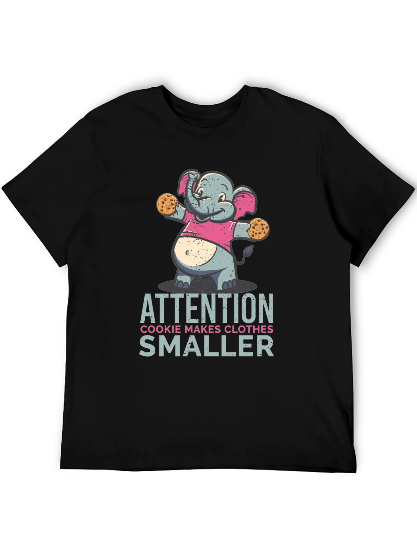 Black Cookie Monster Elephant T-Shirt Funny Graphic Tee view 5