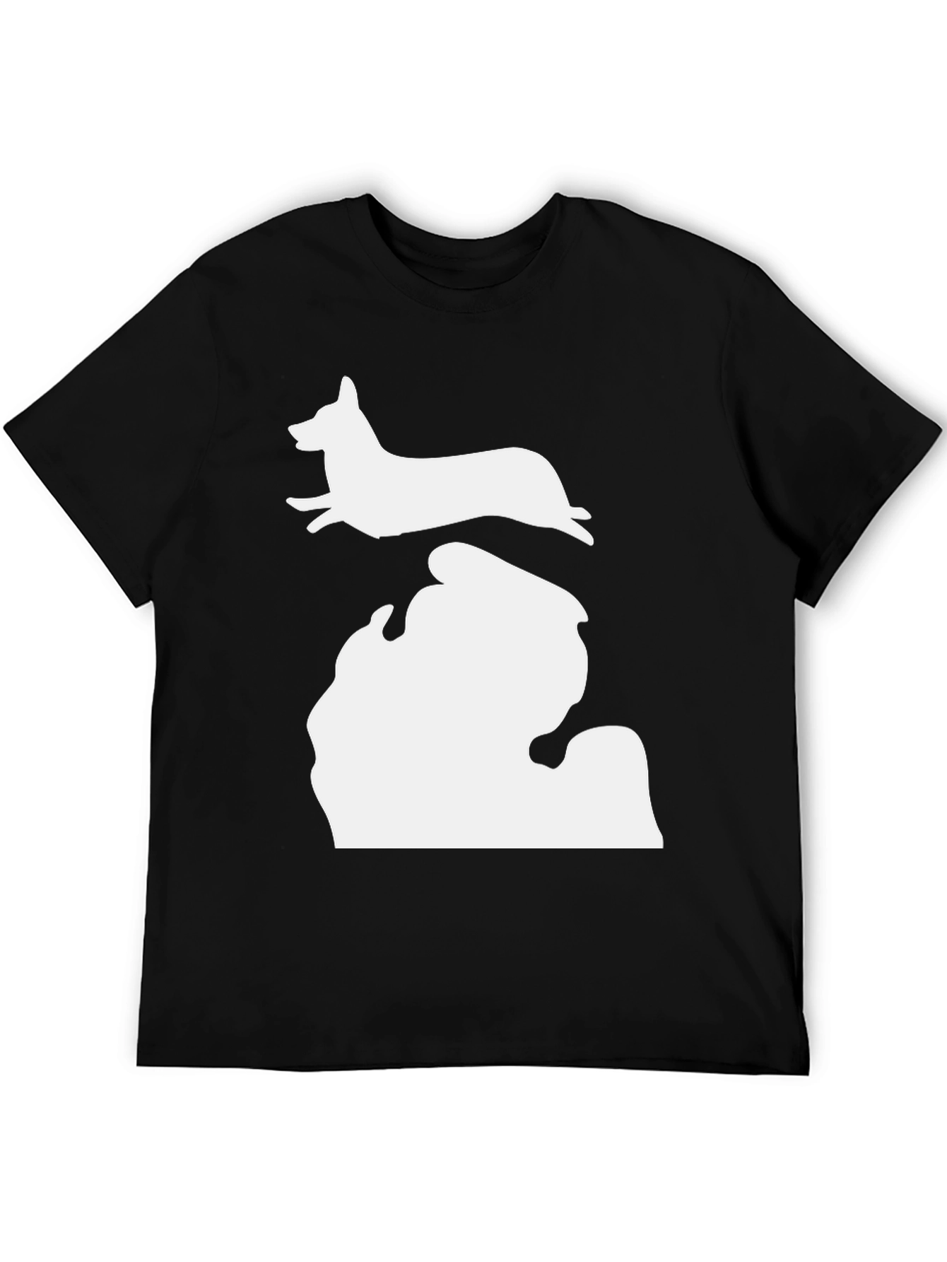 Black Michigan Corgi Silhouette T-Shirt view 5