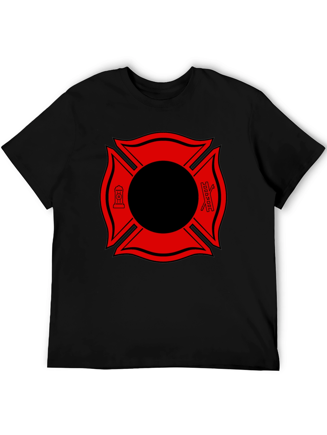 Black Firefighter Maltese Cross Graphic Tee view 5