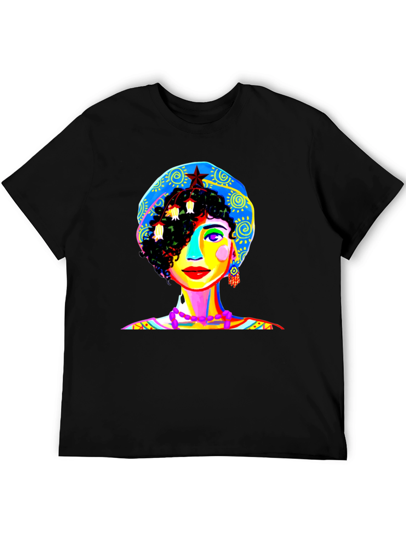 Black Vibrant Woman Graphic Tee - Unique Pop Art Design view 5