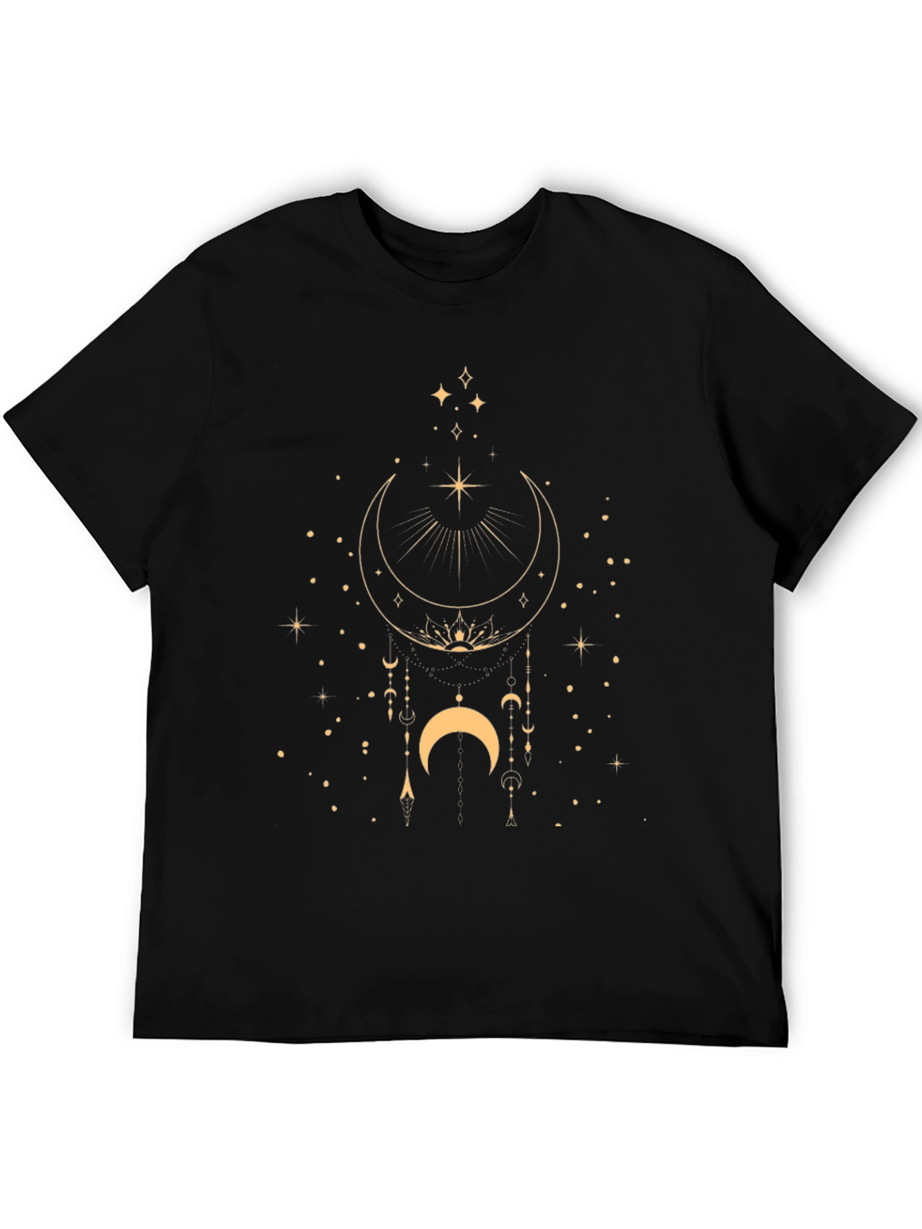 Black Celestial Moon & Stars Graphic Black T-Shirt view 5