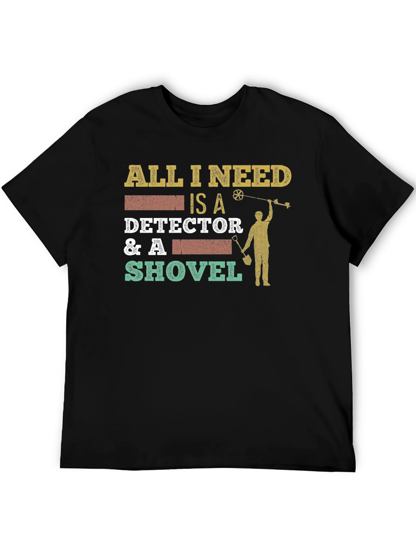 Black Detector & Shovel T-Shirt: Metal Detecting Apparel view 5