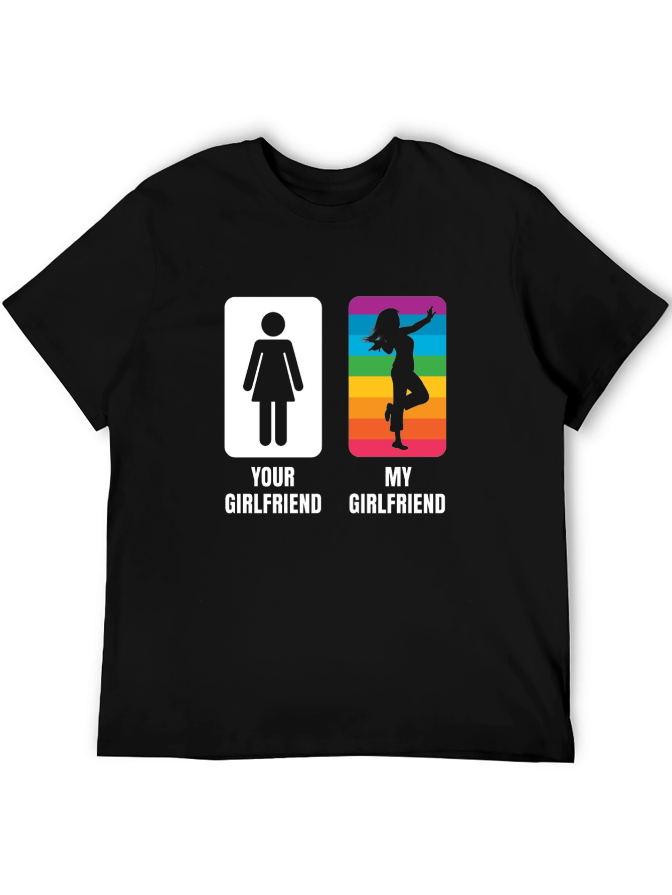 Black Funny 'Your Girlfriend vs. My Girlfriend' Graphic T-Shirt view 5