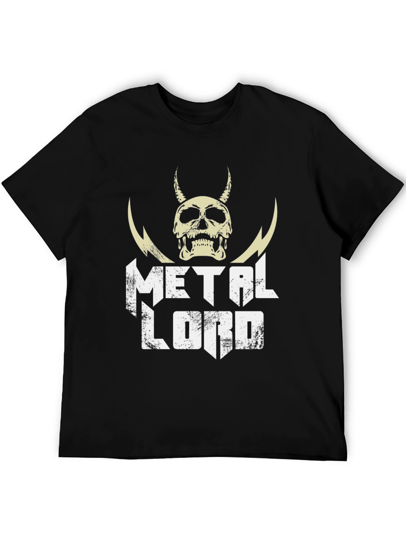 Black Metal Lord Graphic Tee - Black Cotton Skull Design view 5