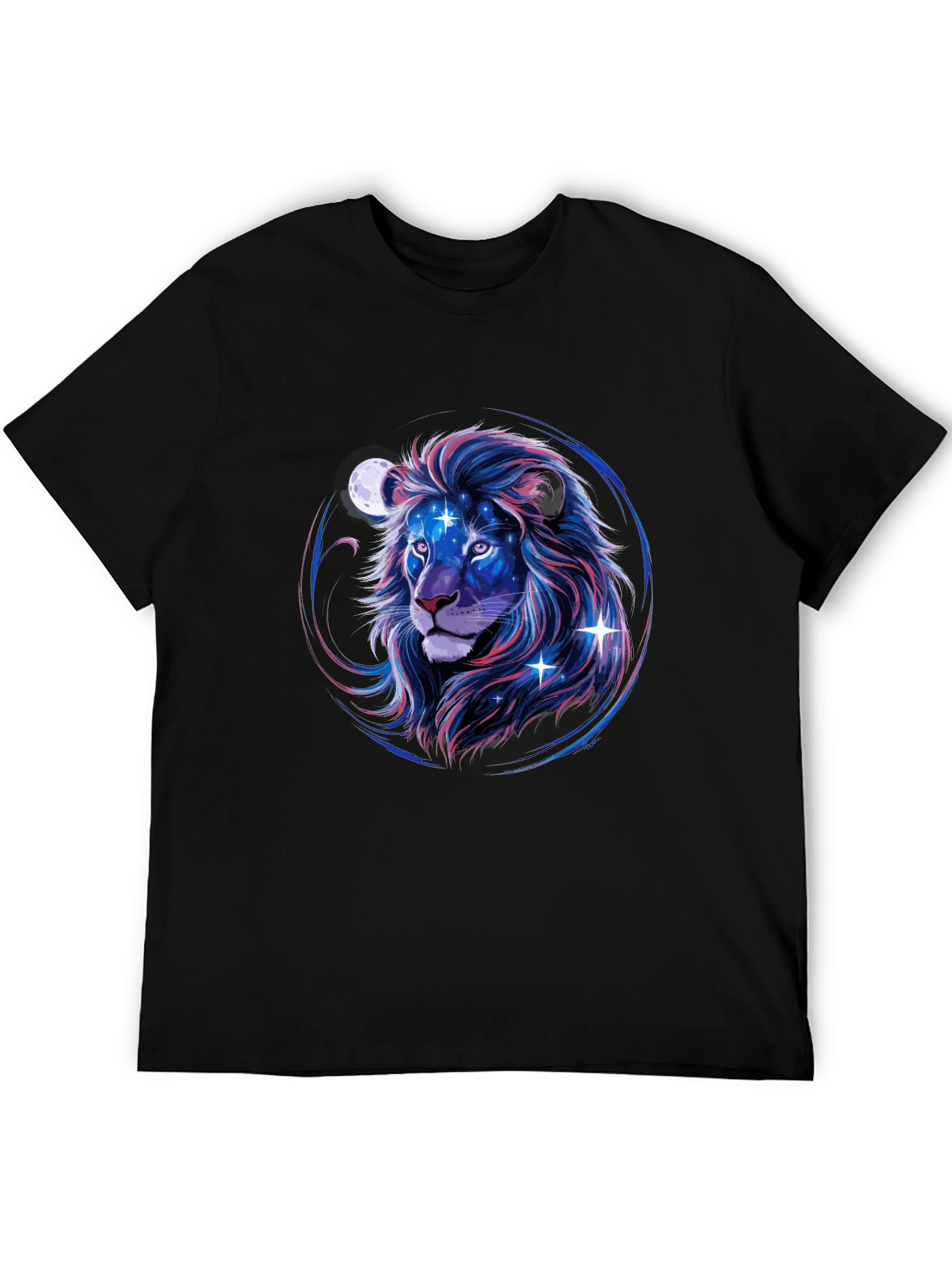 Black Cosmic Lion Graphic Tee - Black view 5