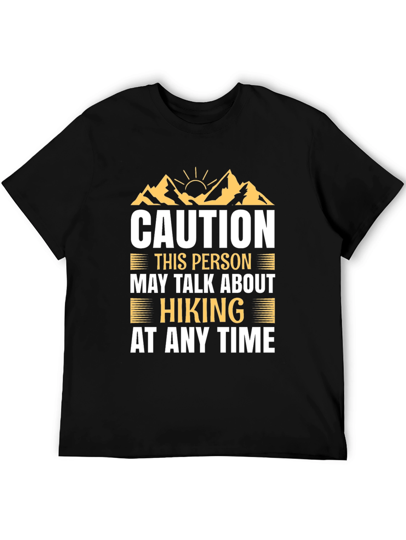 Black Caution: May Talk About Hiking T-Shirt view 5