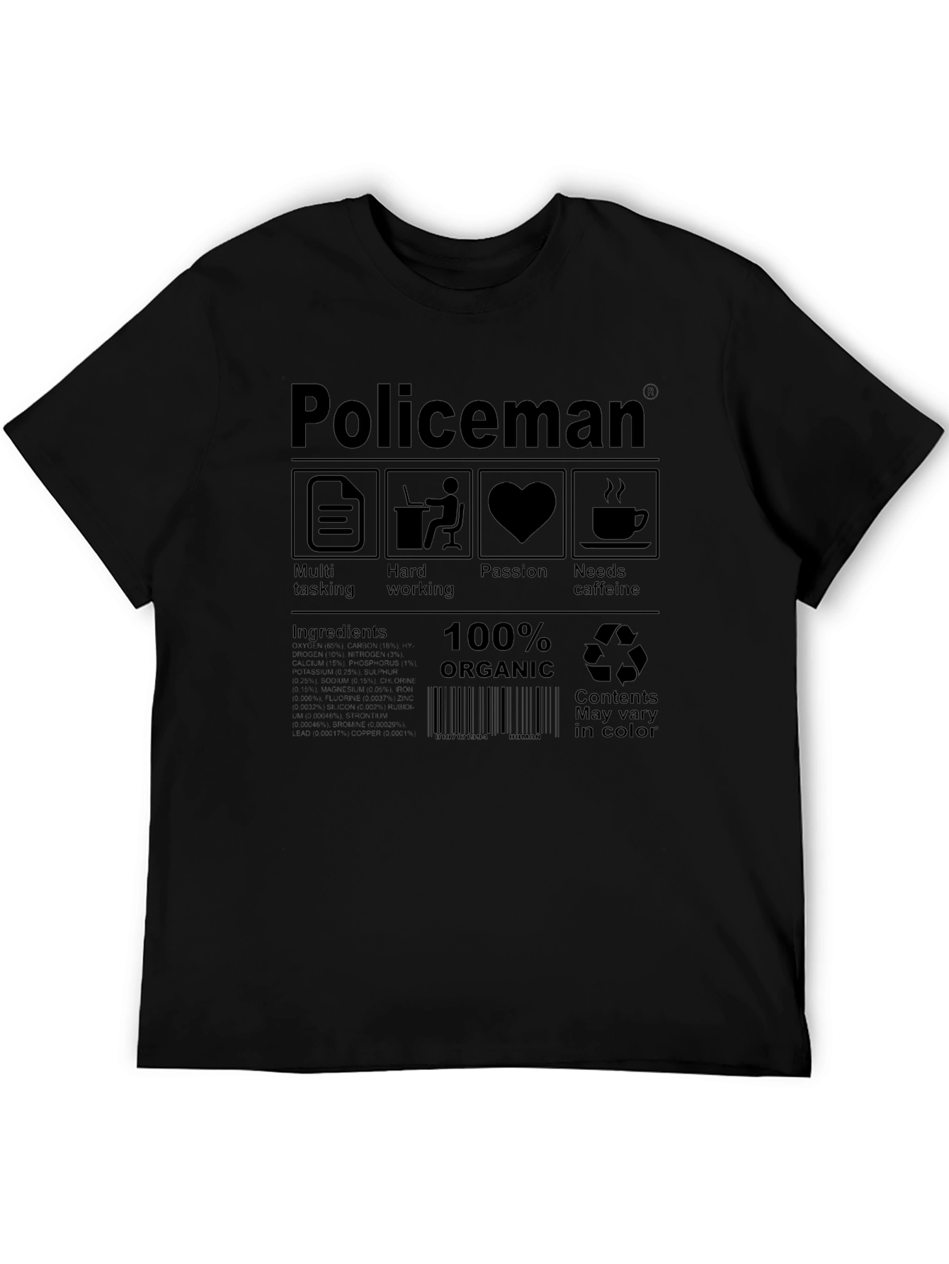 Black Policeman Organic T-Shirt - Multi-Tasking, Hard Working, Passion view 5