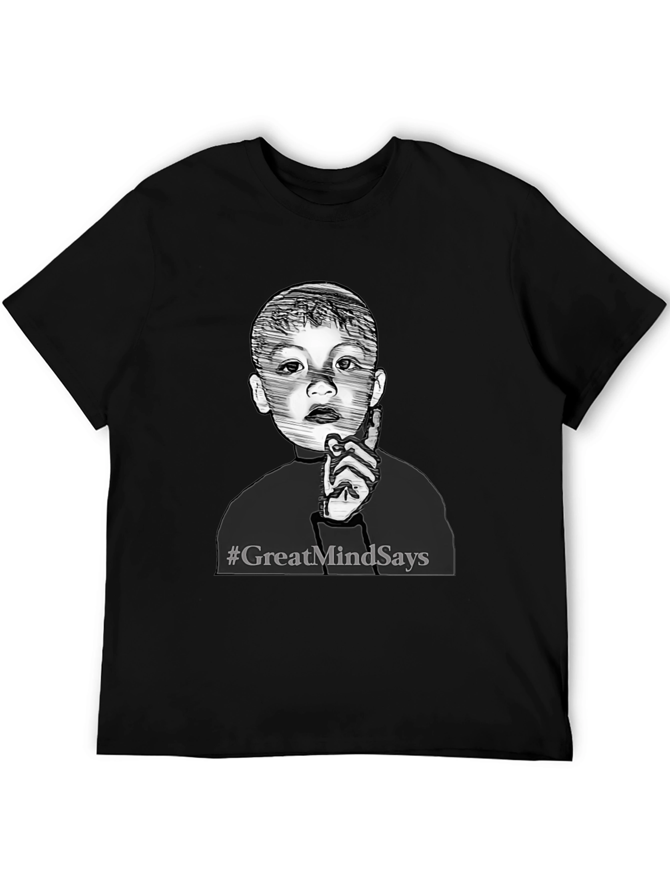Black Great Mind Says Graphic Tee - Stylish Black T-Shirt view 5