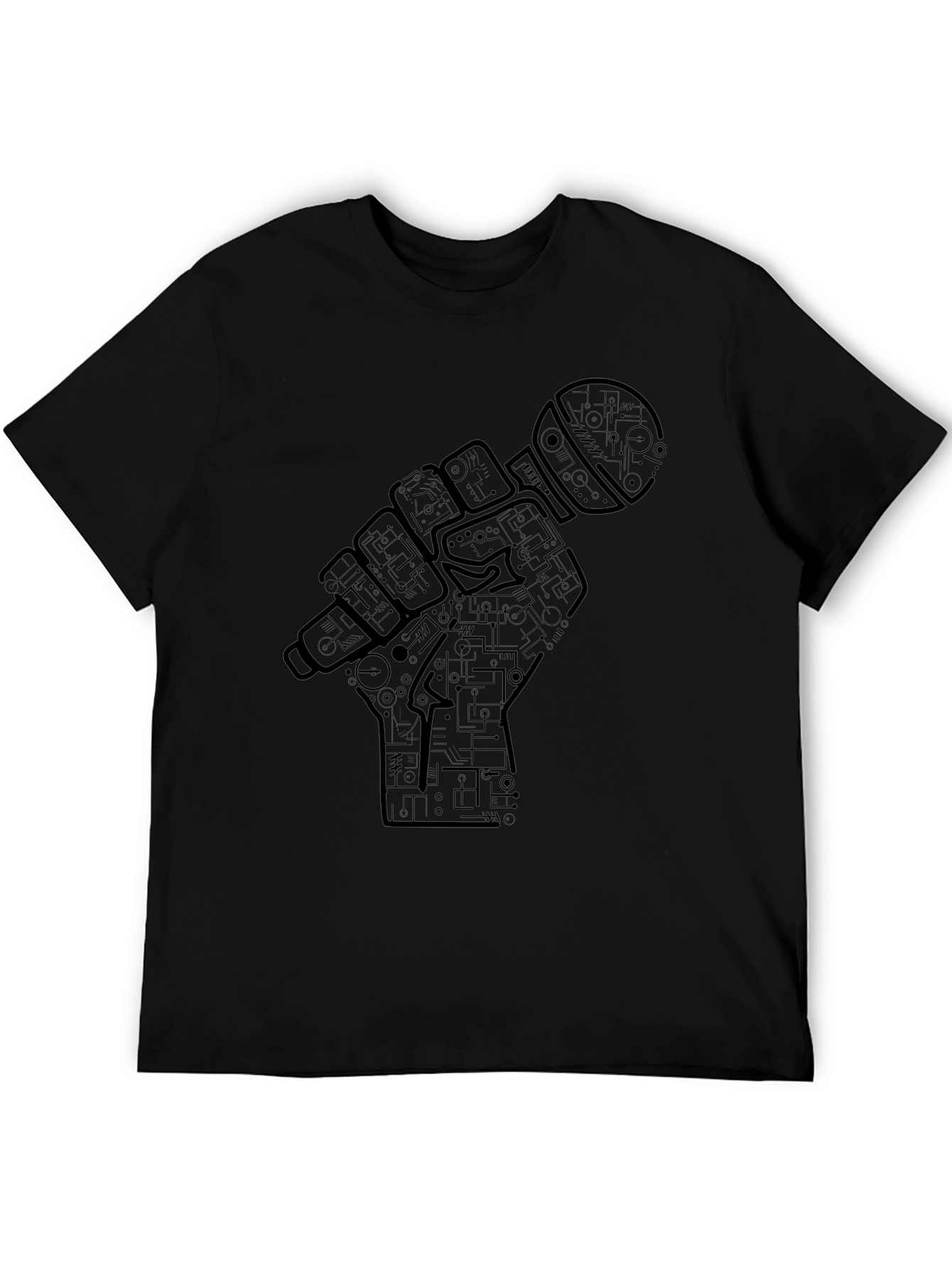 Black Microphone Hand Graphic Black Tee view 5