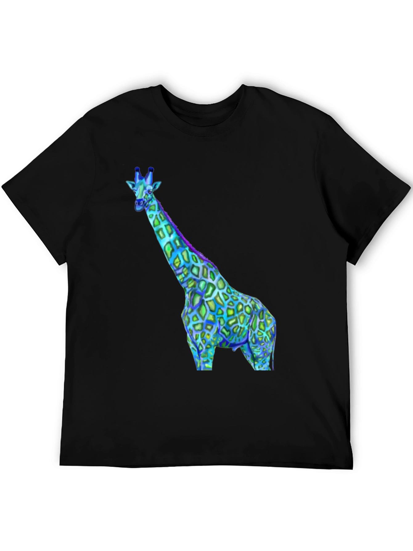 Black Neon Giraffe Graphic Tee - Black Crewneck Shirt view 5