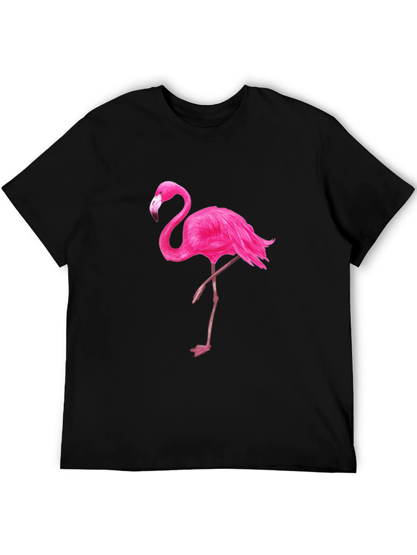 Black T-Shirt with Pink Flamingo Graphic - 5