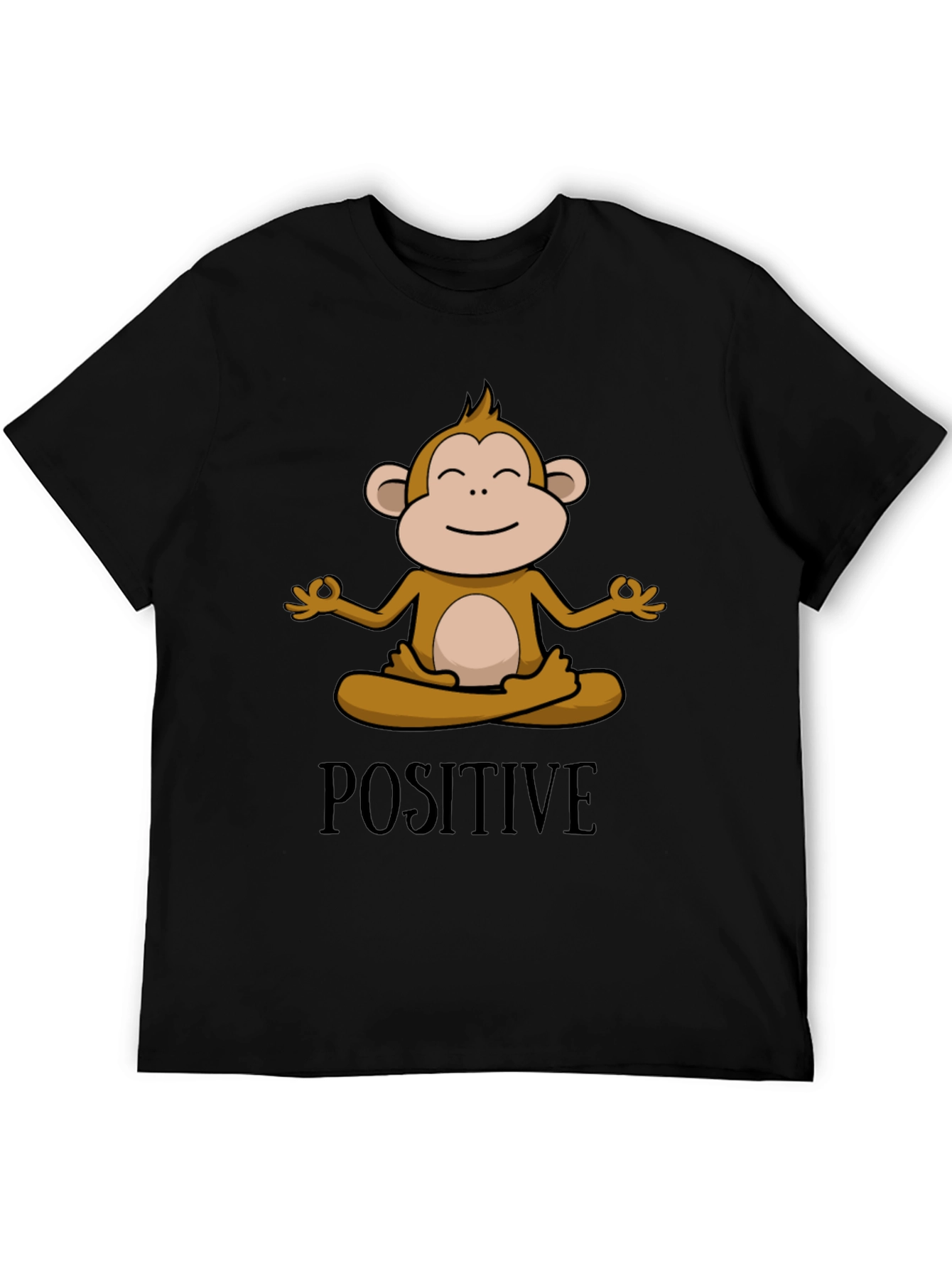 Black Positive Monkey Meditation Graphic Tee view 5