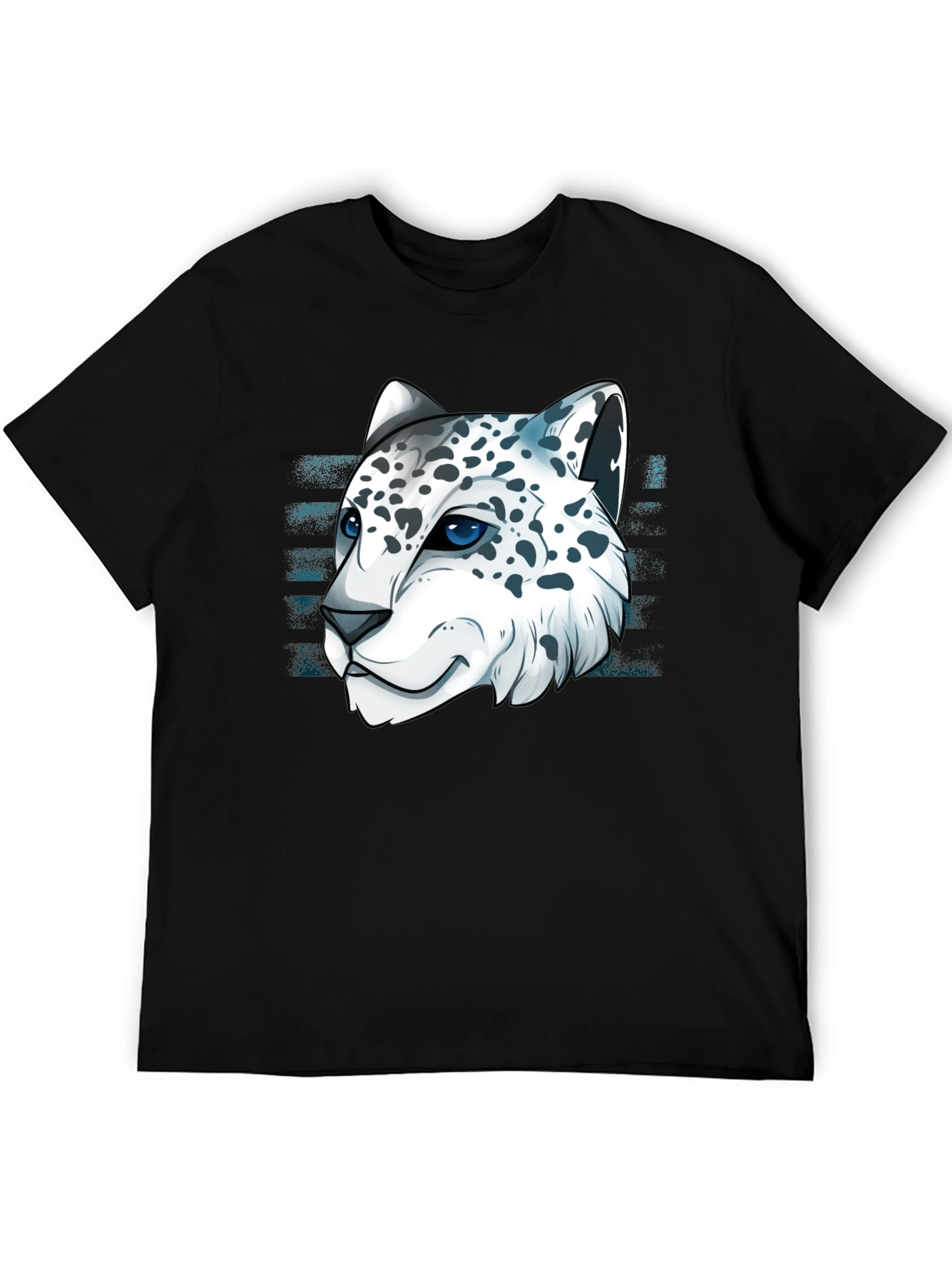 Black Snow Leopard Graphic Tee - Cool Cat Design view 5