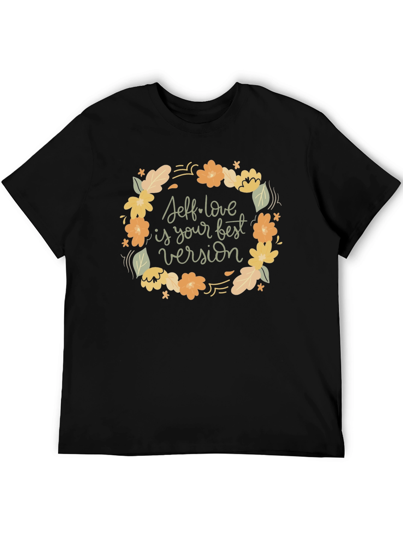 Black Self-Love Graphic Tee - Black Crew Neck T-Shirt view 5