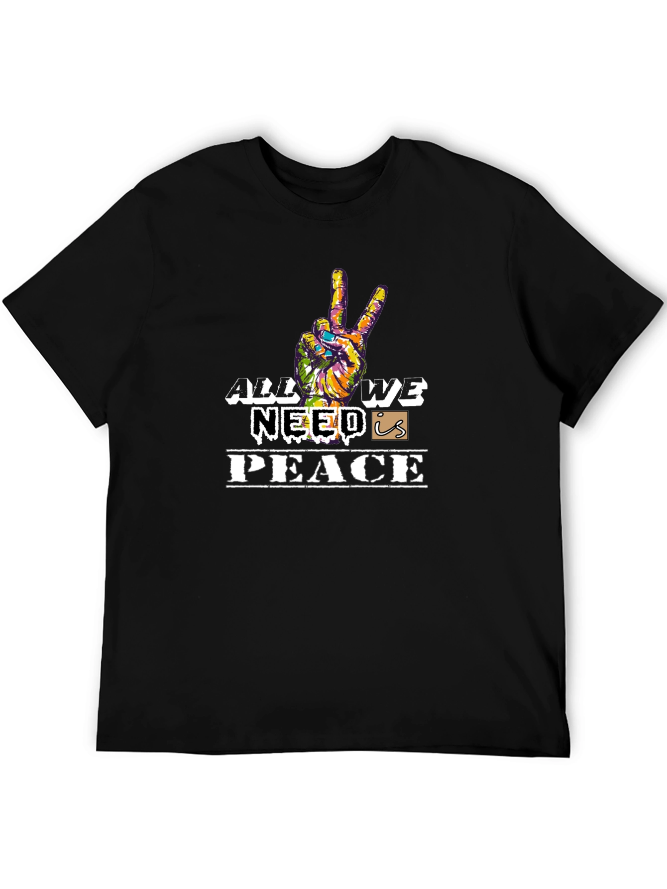 Black All We Need Is Peace Graphic T-Shirt view 5