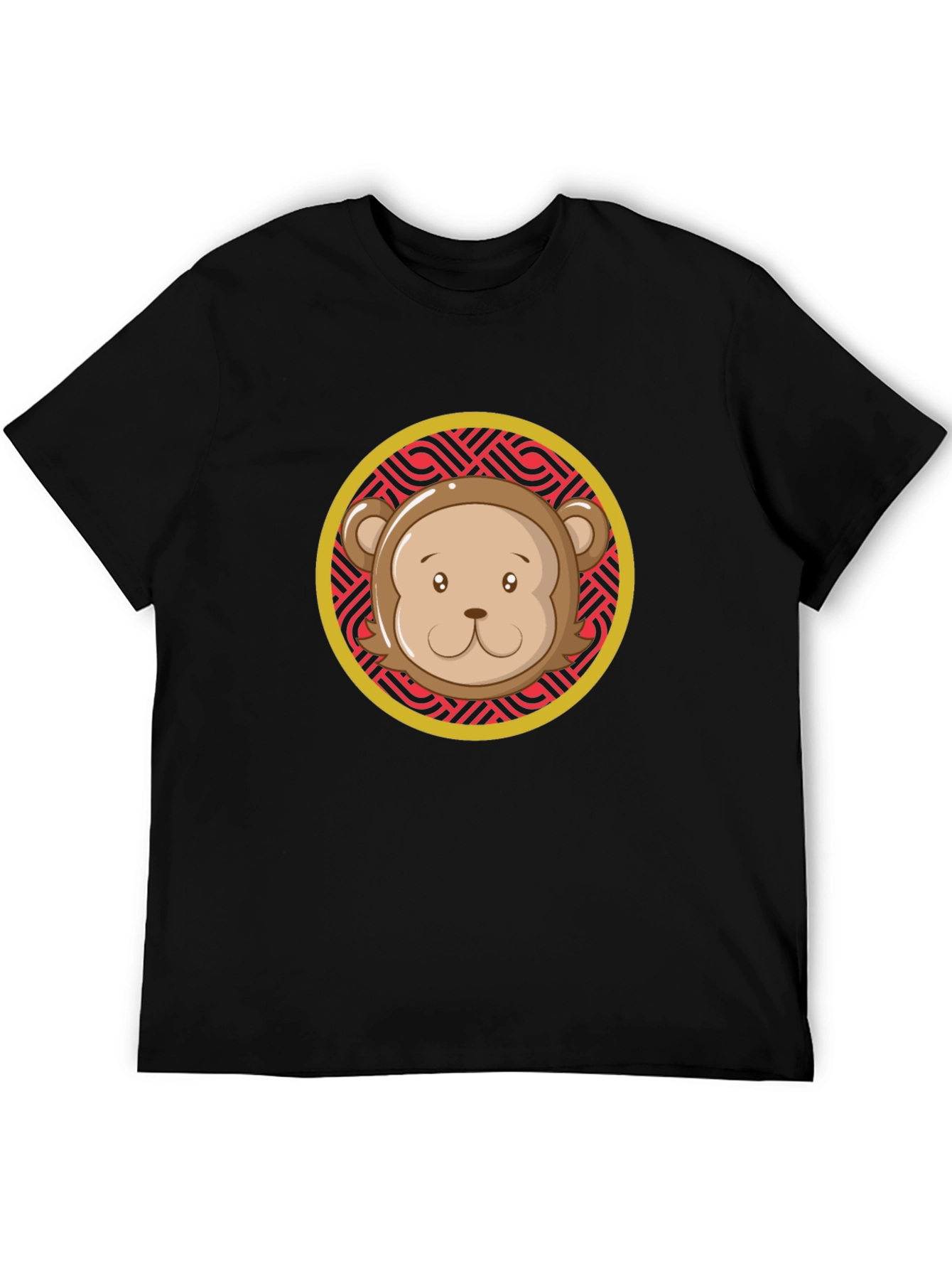 Black Monkey Face Graphic Tee - Black Crew Neck view 5