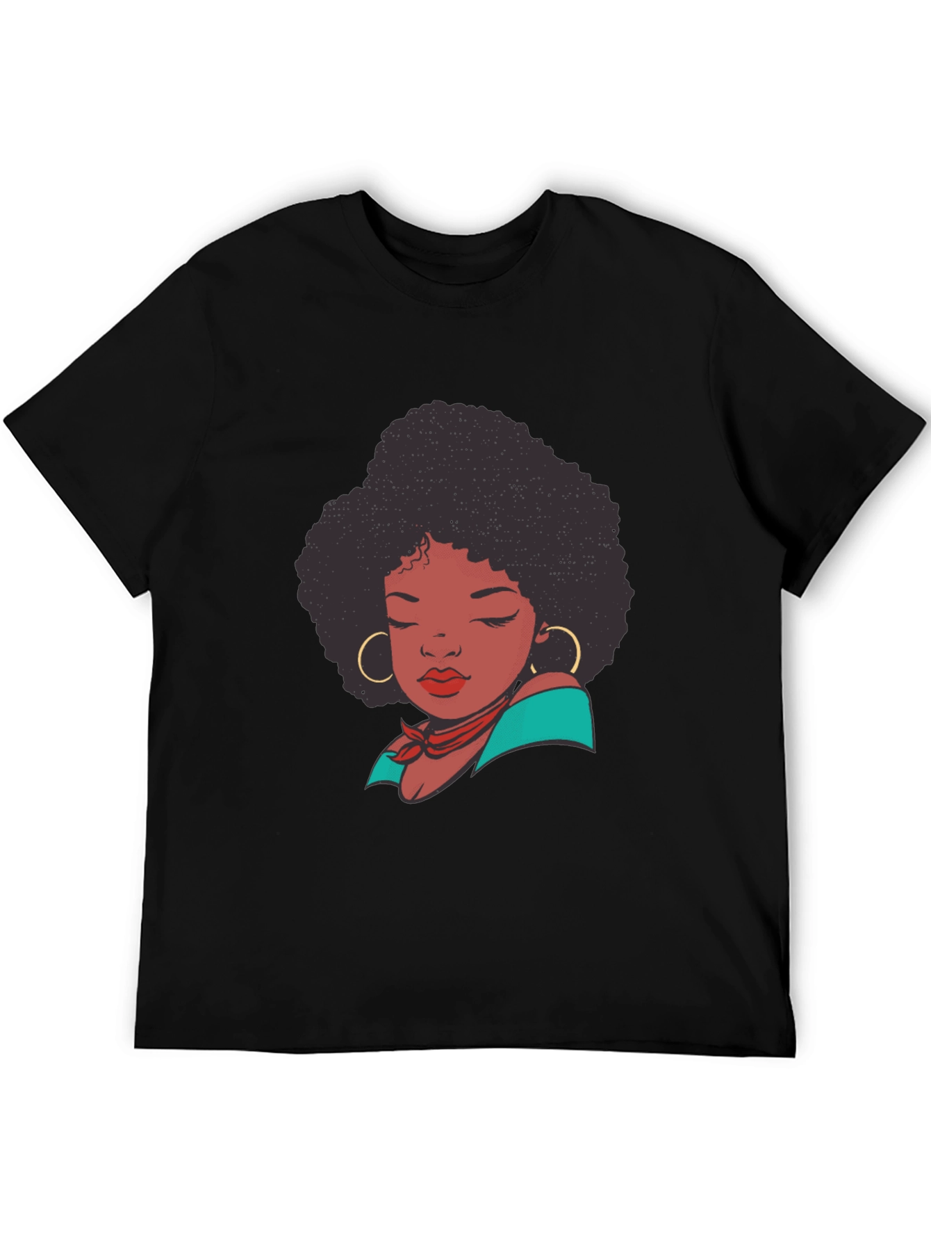 Black Afro Woman Graphic T-Shirt - Stylish Casual Tee view 5