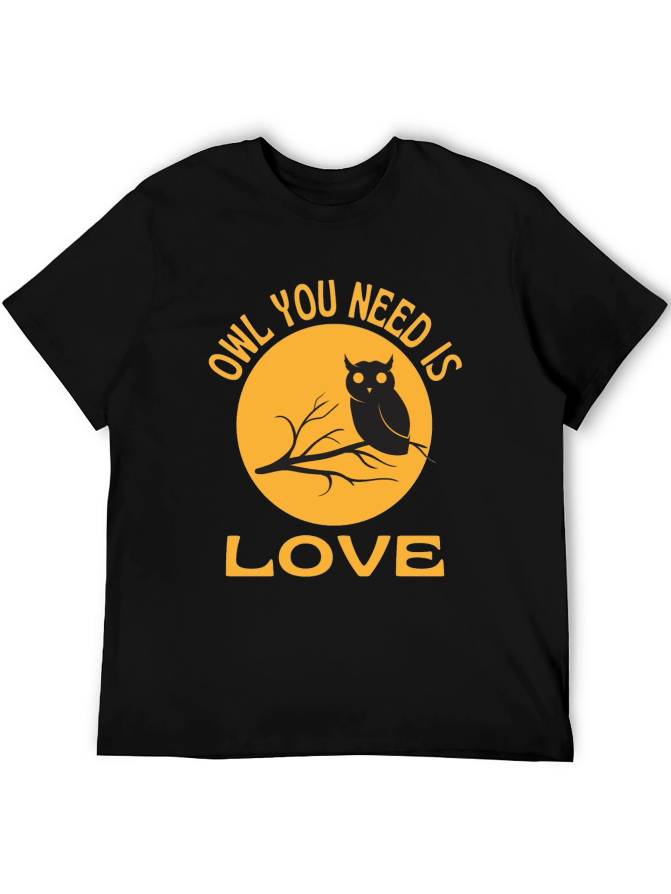 Black Owl You Need Is Love T-Shirt - Black view 5