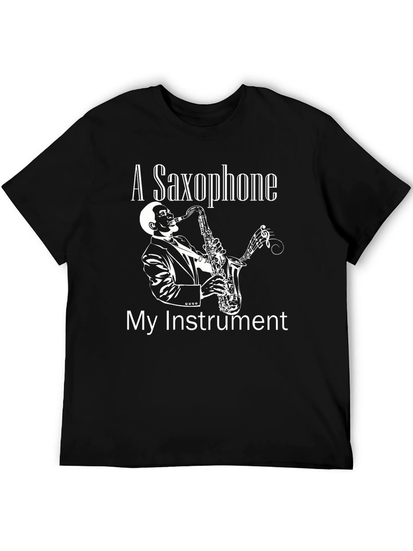 Black Saxophone Instrument T-Shirt - Music Lover Tee view 5