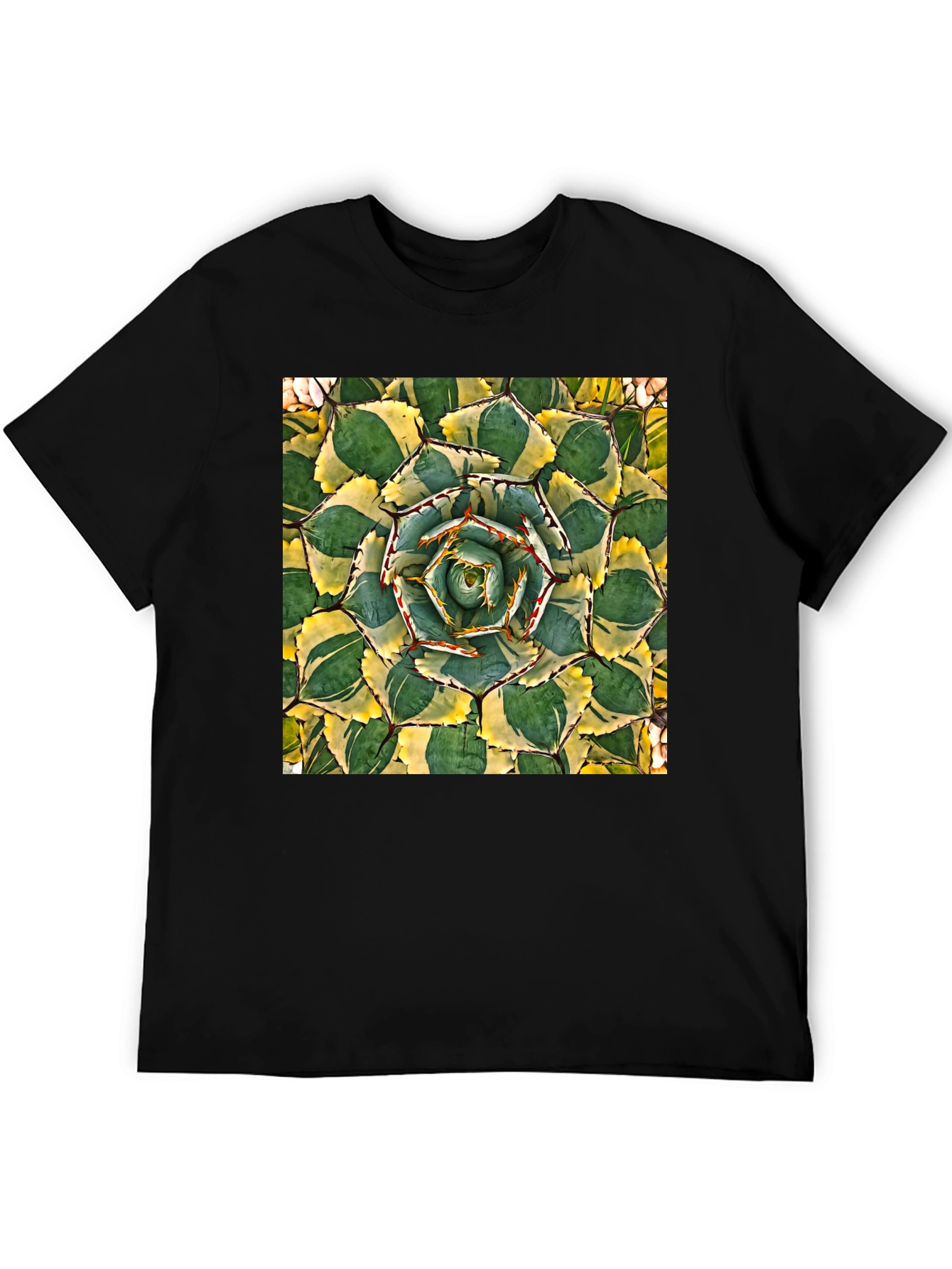 Black Agave Plant Graphic T-Shirt - Black Cotton Tee view 5