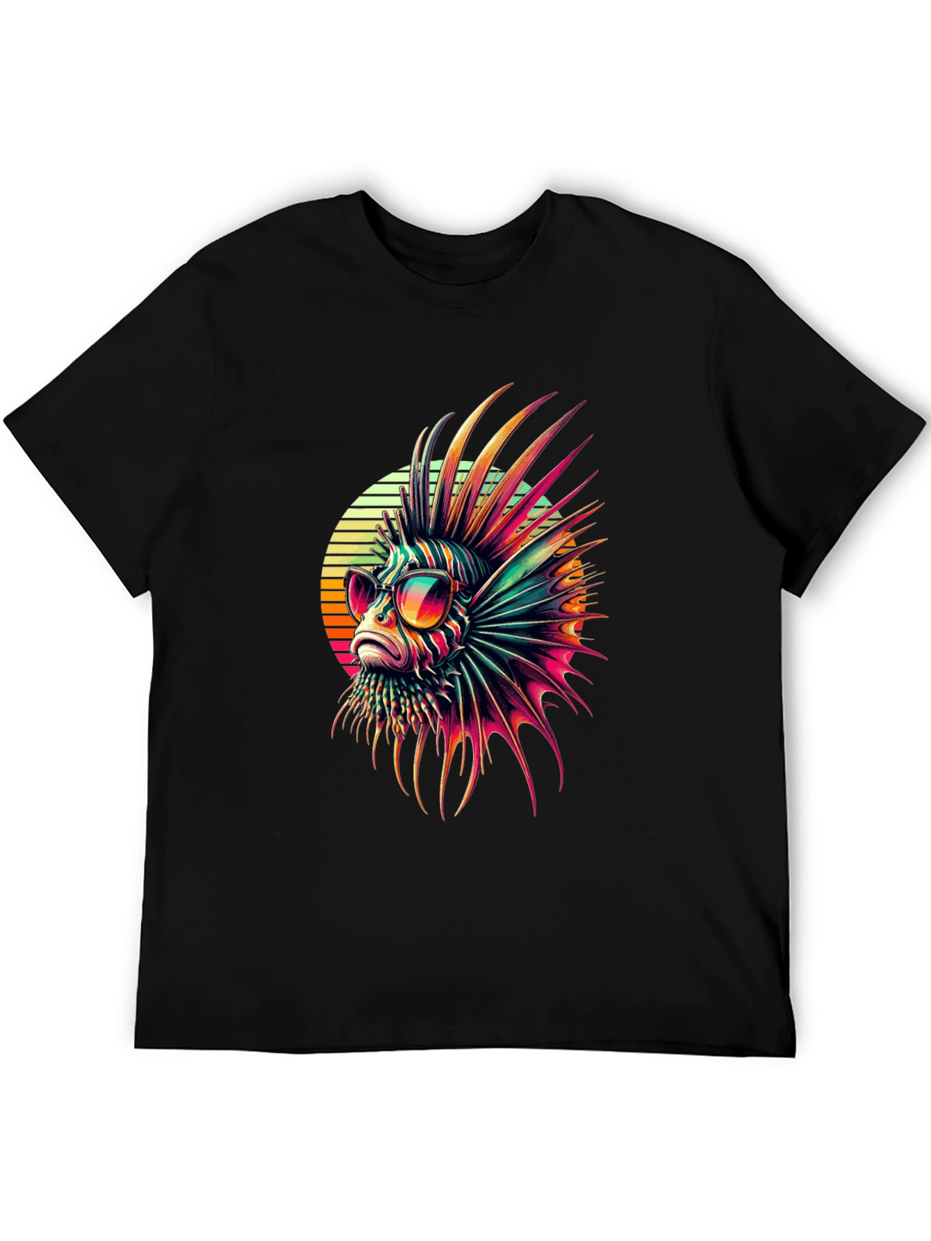 Black Cool Lionfish T-Shirt view 5